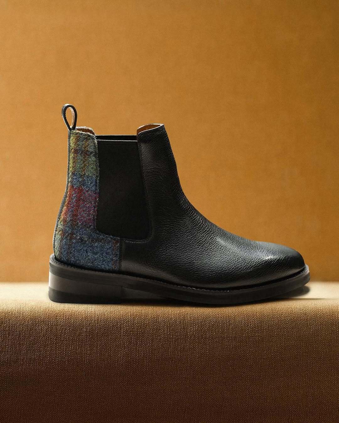 Algeni - Men's Black Calf Leather and Harris Tweed Chelsea Boot - Image 4