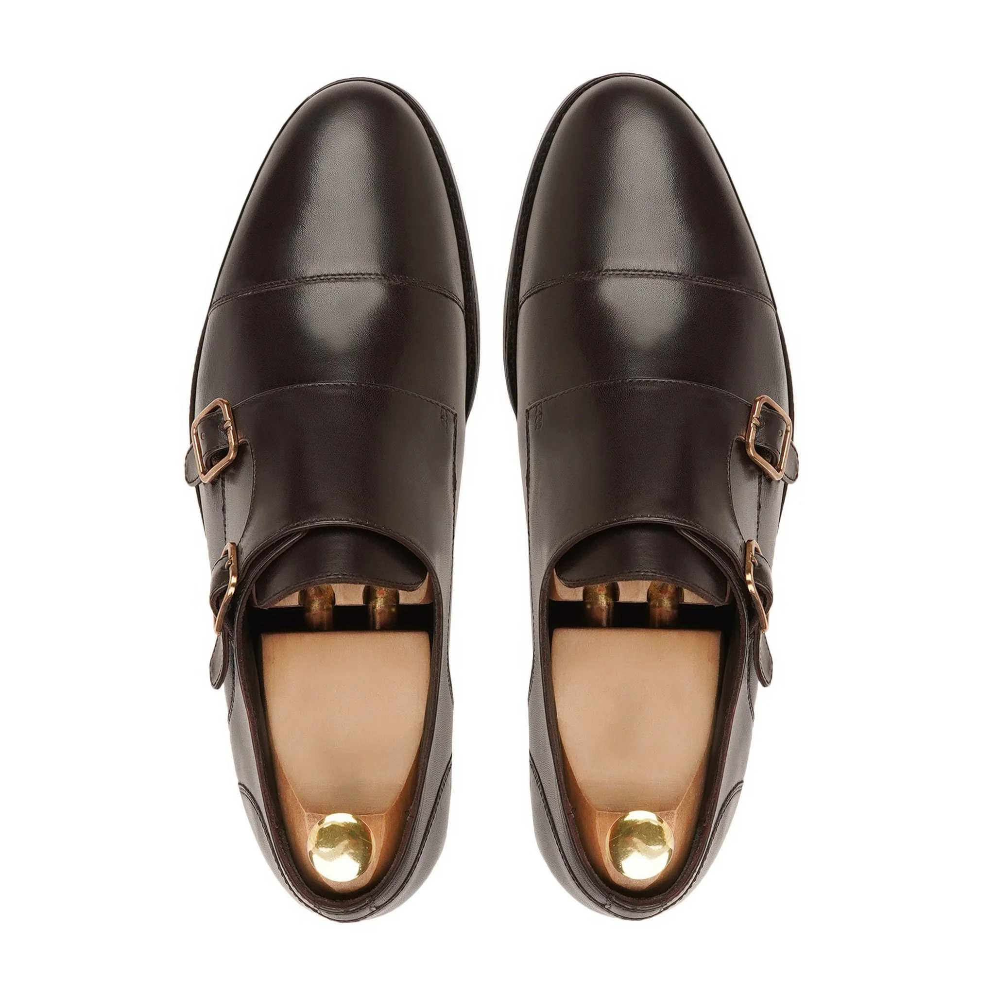 Allin - Men's Dark Brown Calf Leather Double Monksrap - Image 3
