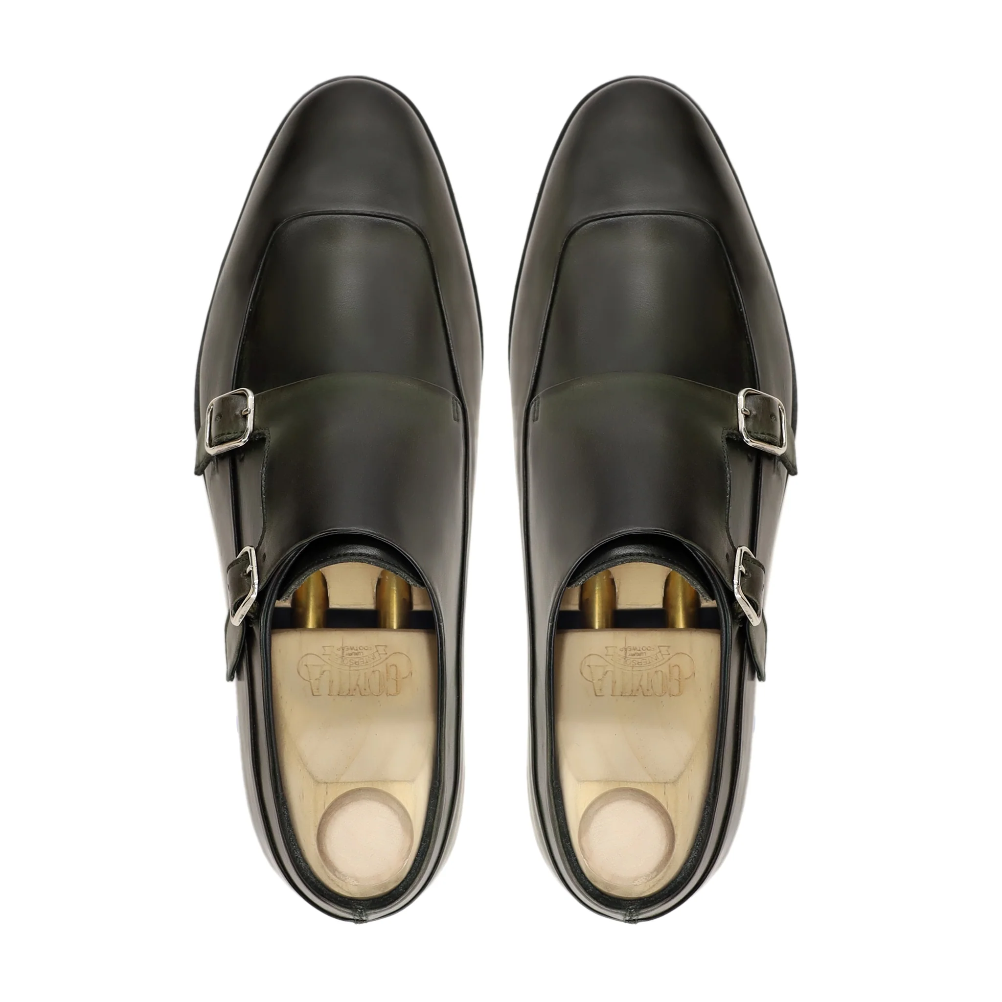Amari - Men's Burnished Dark Green Calf Leather Double Monkstrap - Image 3