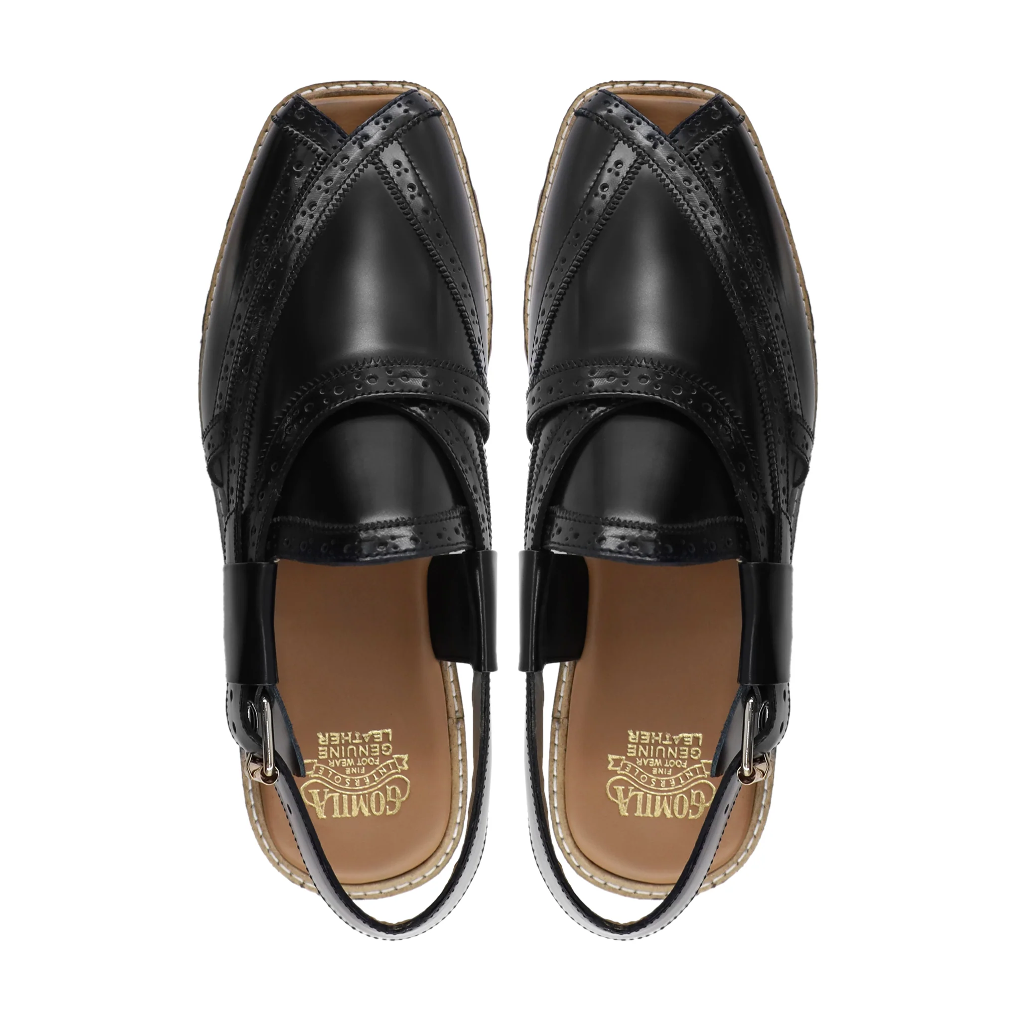 Amelio - Men's Black Box Leather High Shine Sandal - Image 3