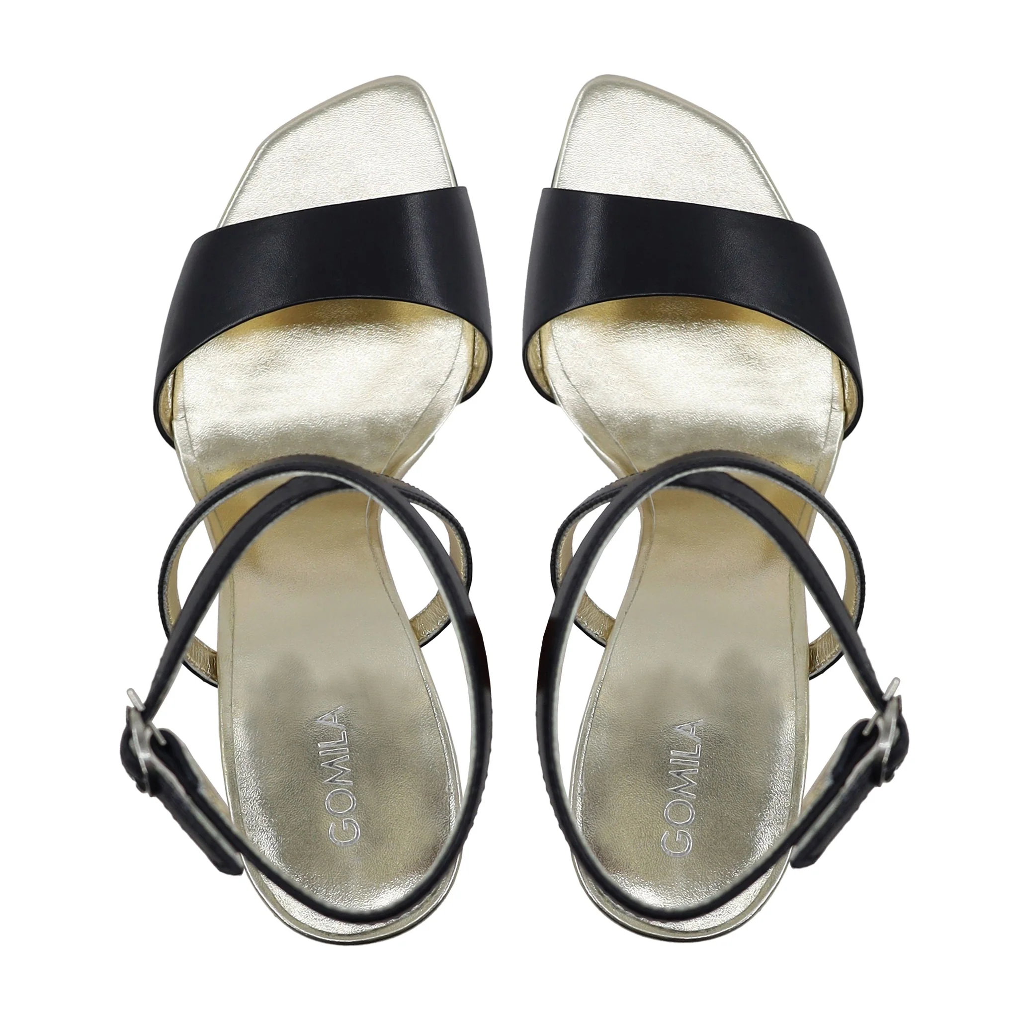 Anna - Women's Golden and Black Strapped Heels - Image 3