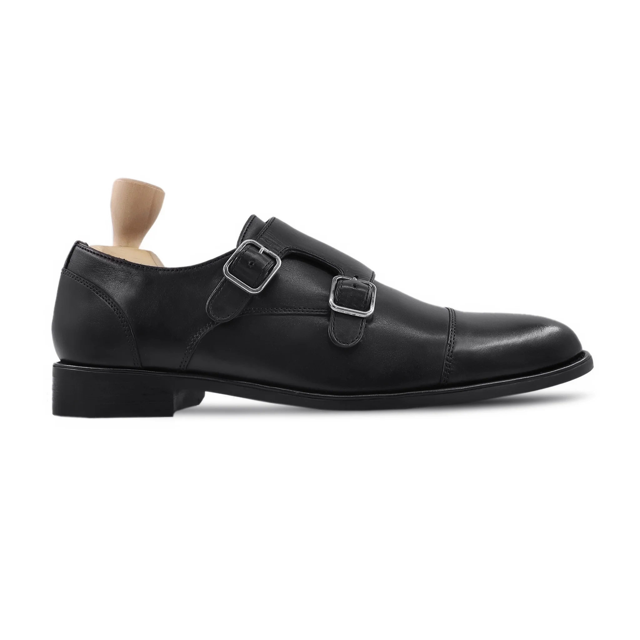 Ashton - Men's Black Calf Leather Double Monkstrap - Image 2