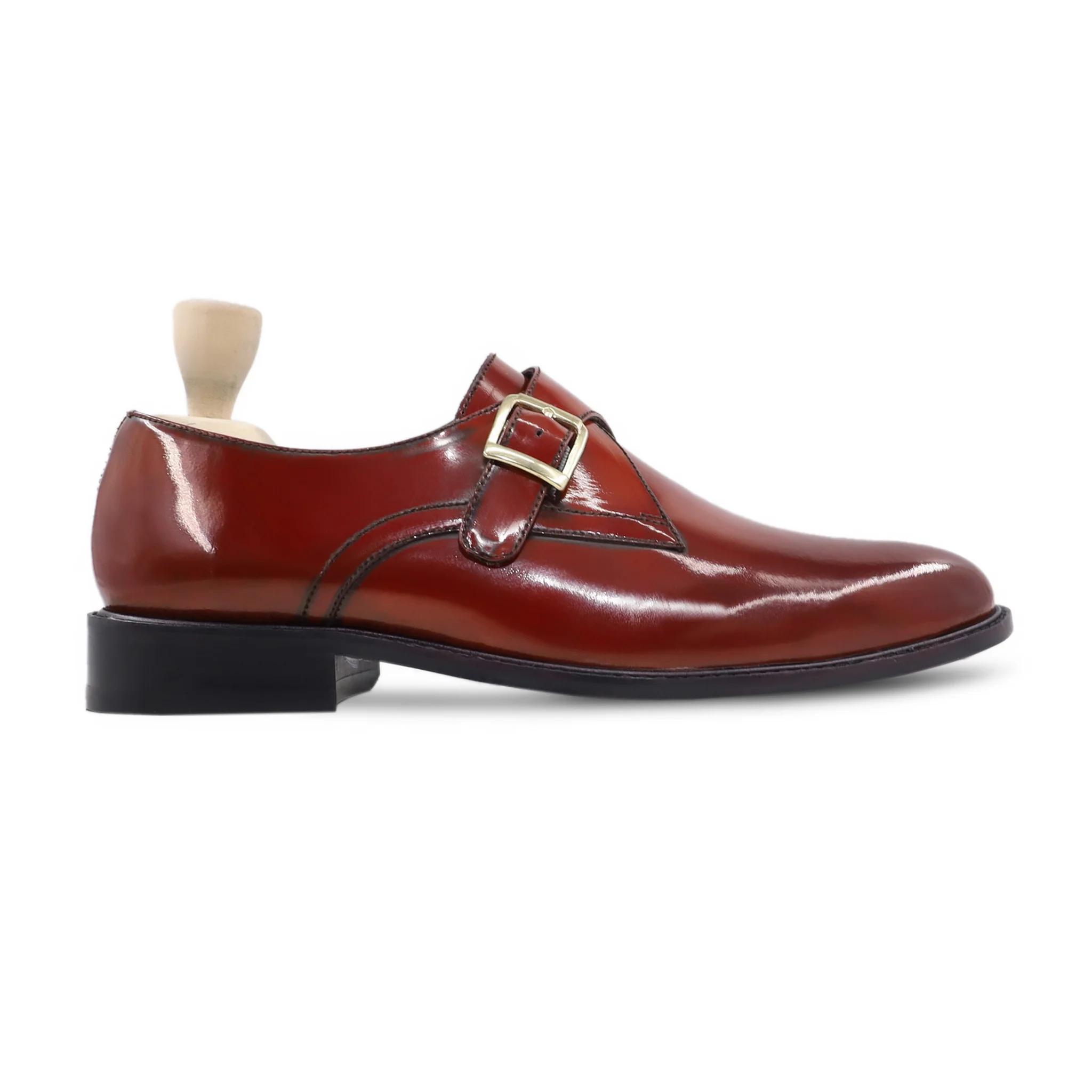 Aubra - Men's Oxblood Box Leather High Shine Single Monkstrap - Image 2