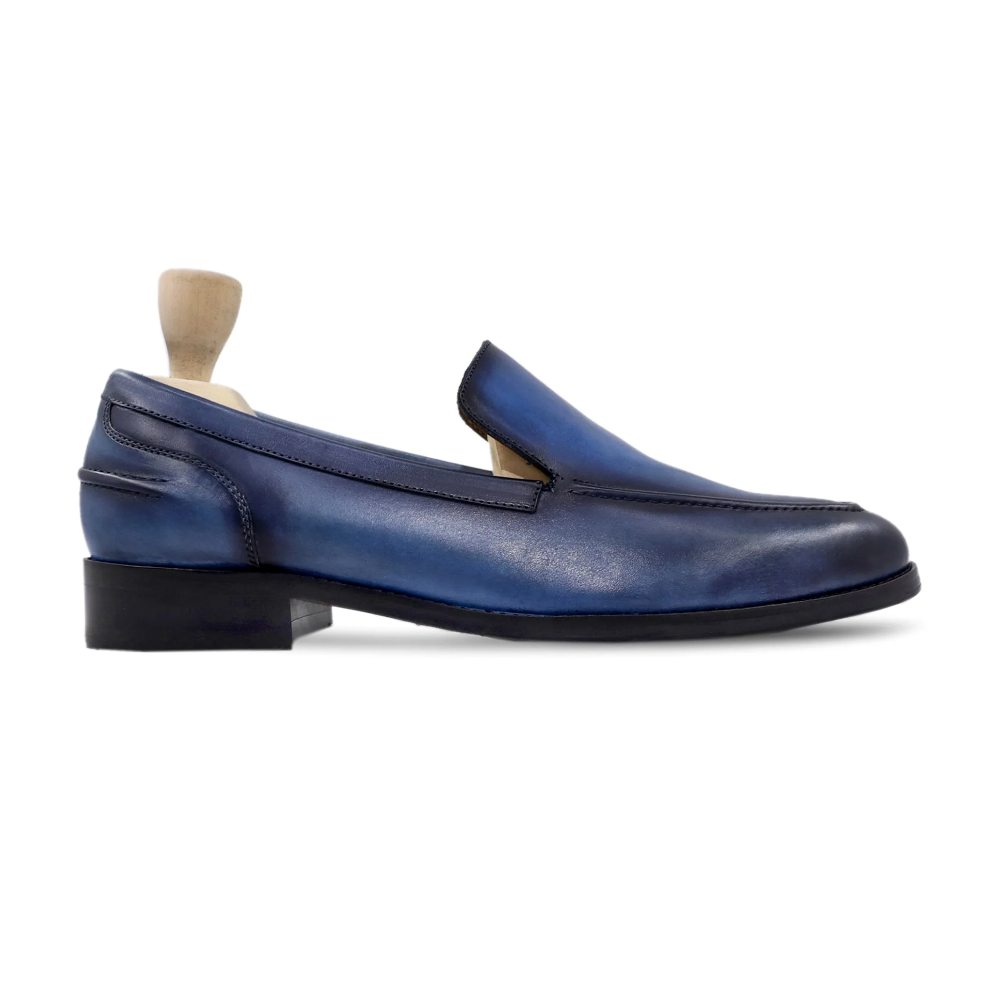Aurila - Men's Burnished Blue Calf Leather Loafer - Image 2