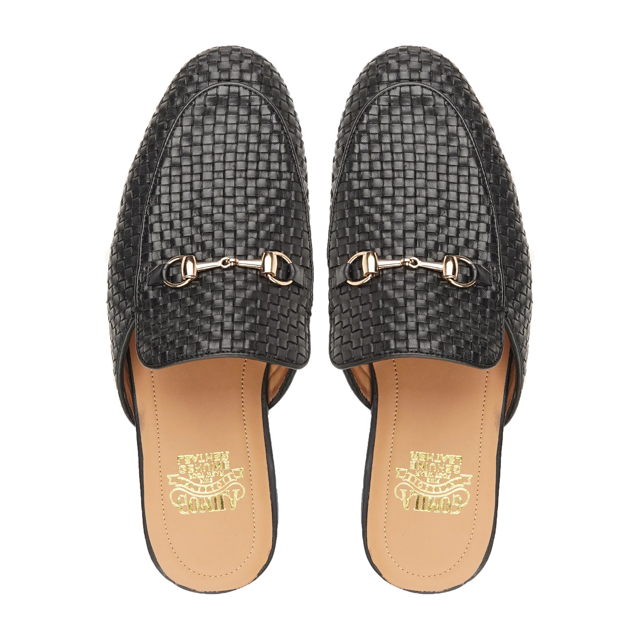 Barnaby - Men's Black Hand Woven Calf Leather Slipper - Image 3