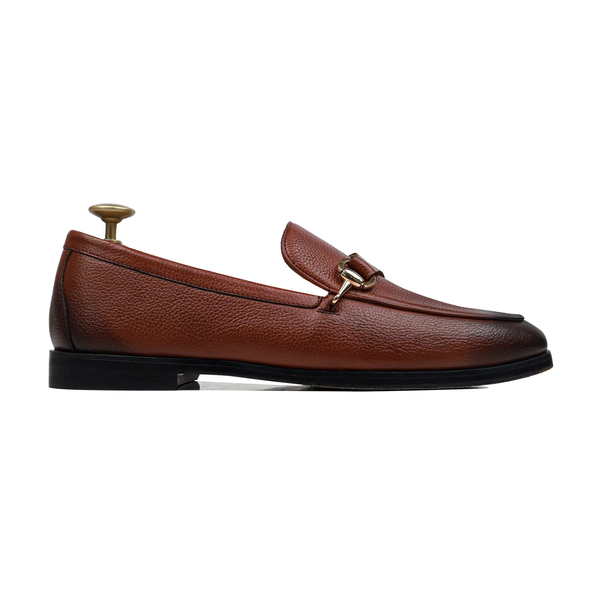 Belmont - Men's Burnished Reddish Brown Pebble Grain  Leather Loafer - Image 2