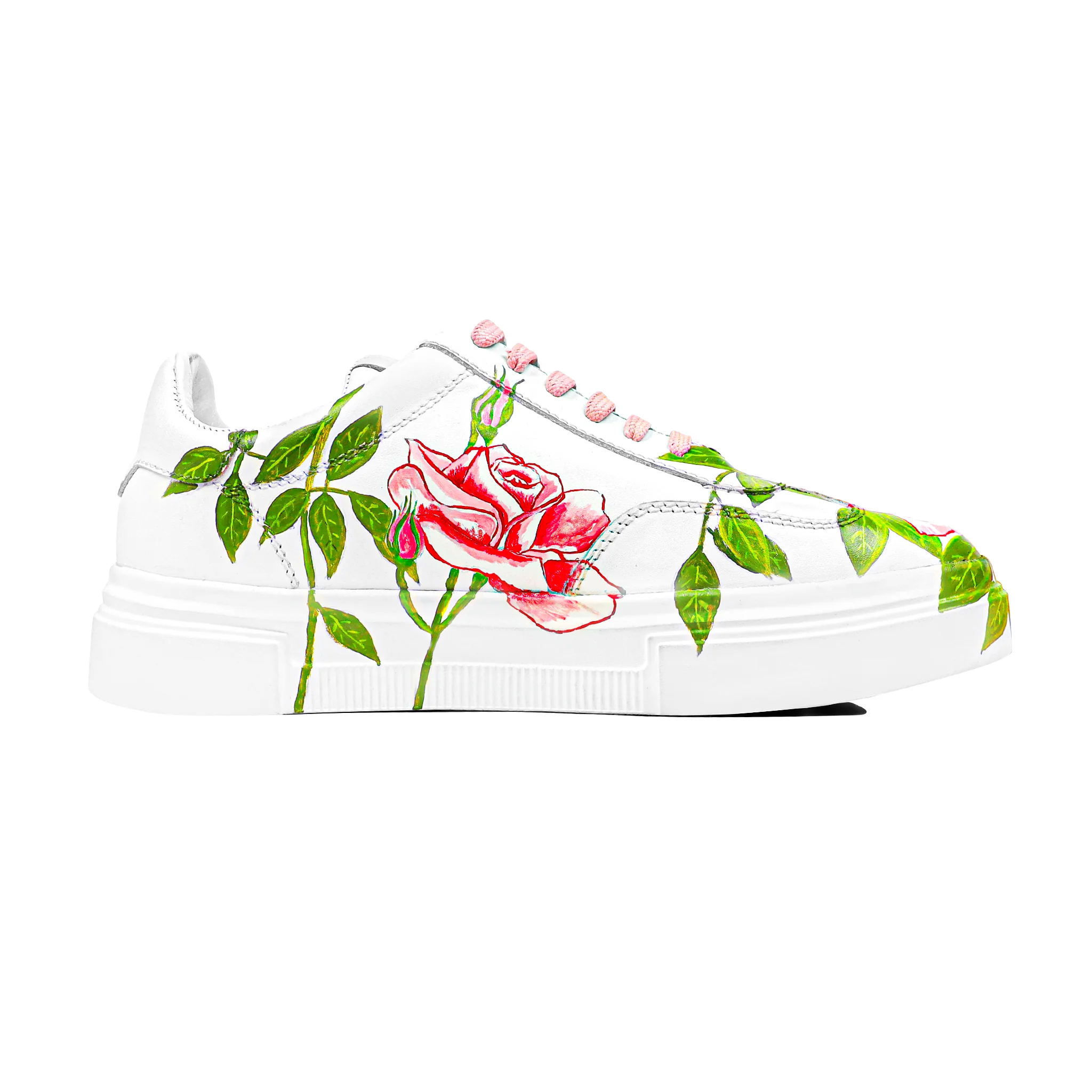 Blaze Lily - Men's White Hand Painted Sneaker - Image 3