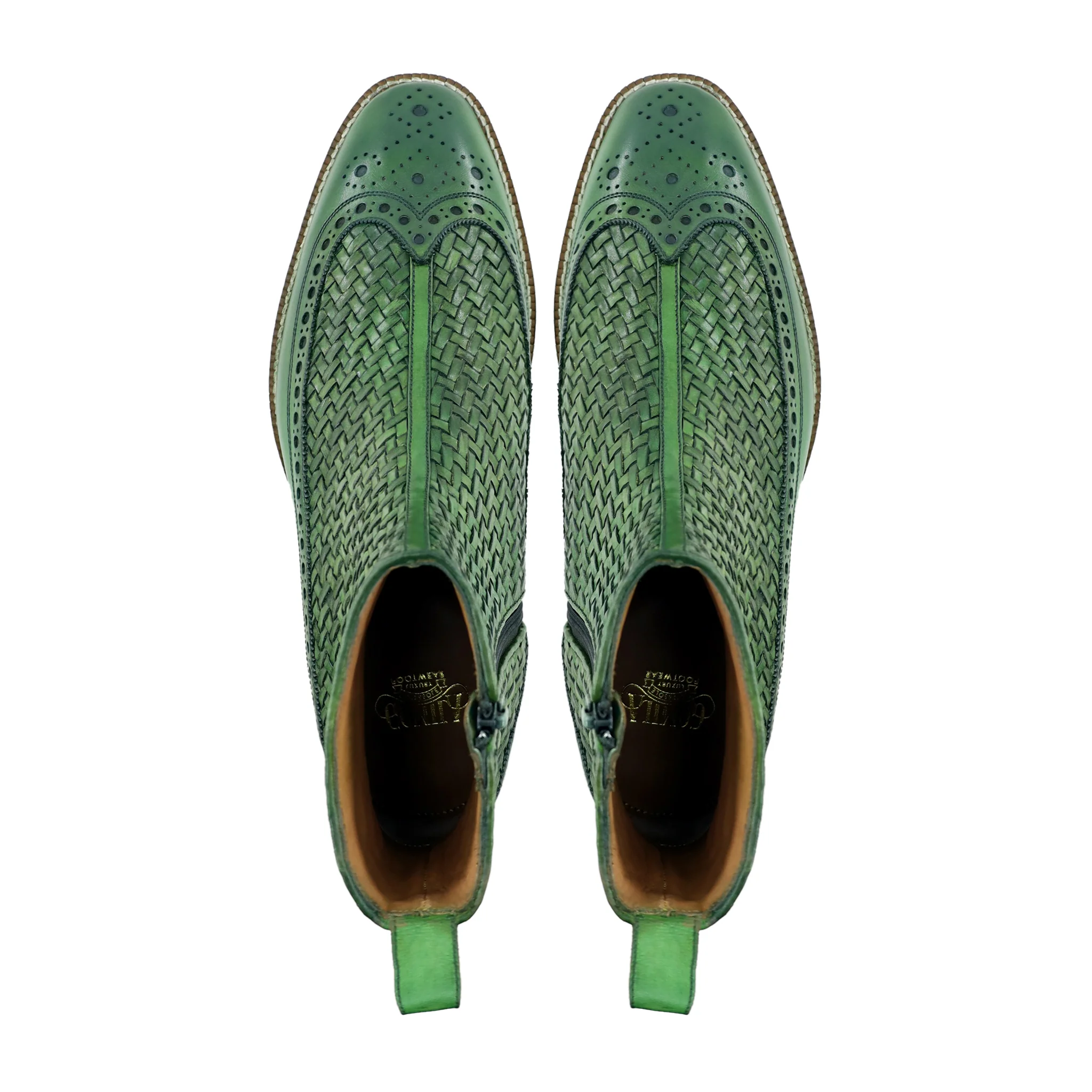 Boaz - Men's Green Hand Woven Calf Leather Chelsea Boot - Image 3