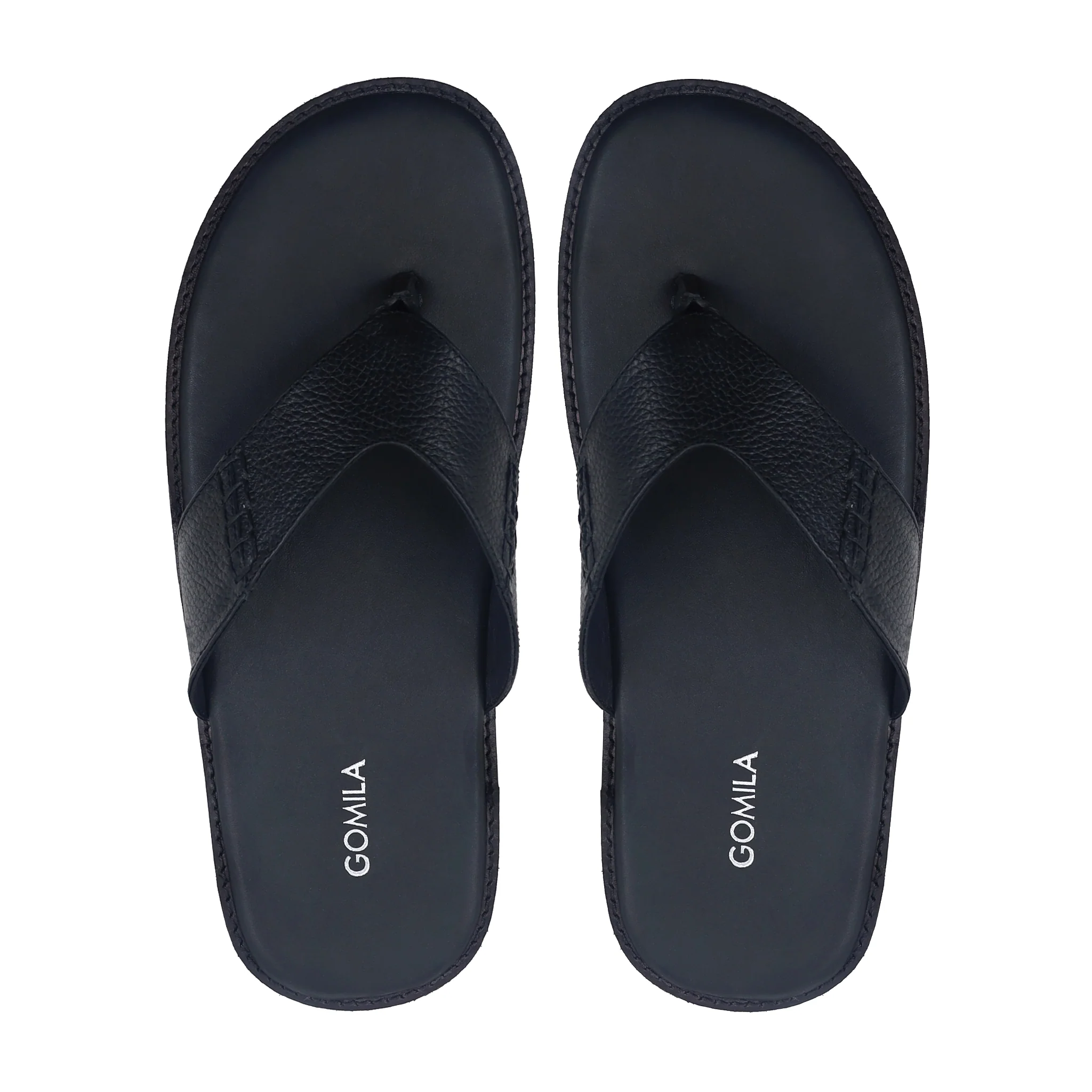 Caelan - Men's Black Pebble Grain Leather Slipper - Image 3