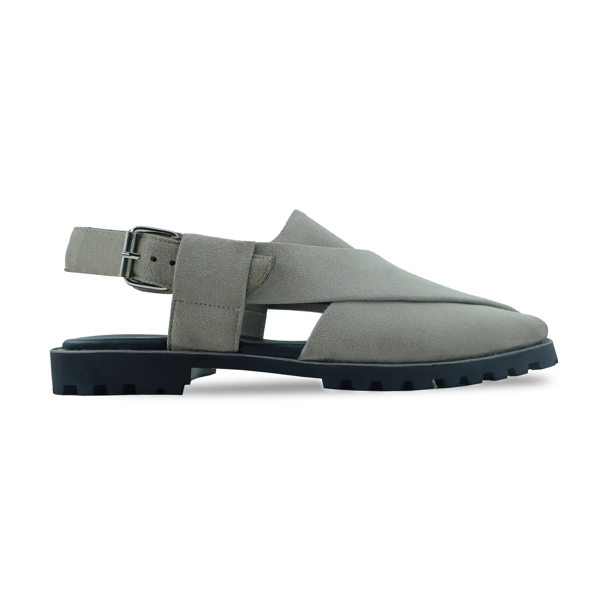 Carin - Men's Steel Grey Kid Suede Sandal - Image 2