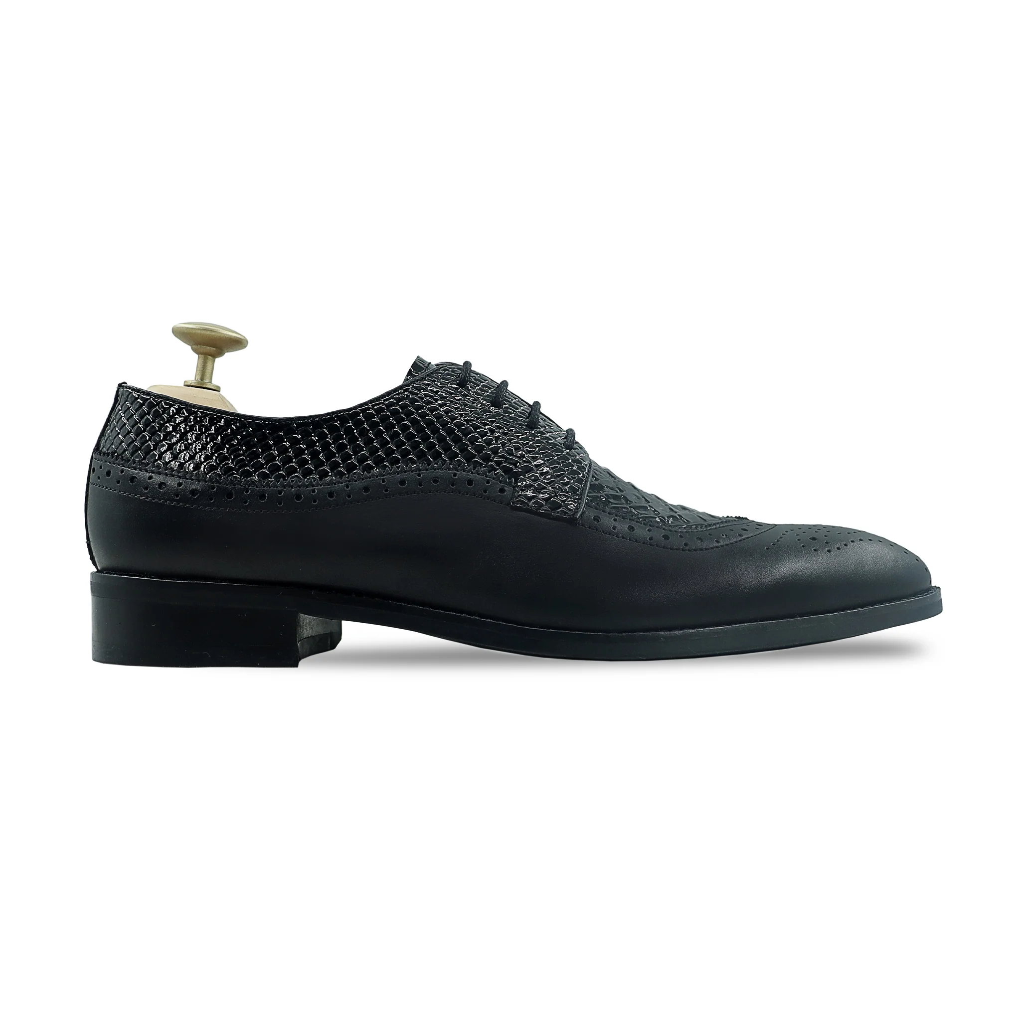 Celena - Men's Black Patent Leather And Calf Leather Derby Shoe - Image 2