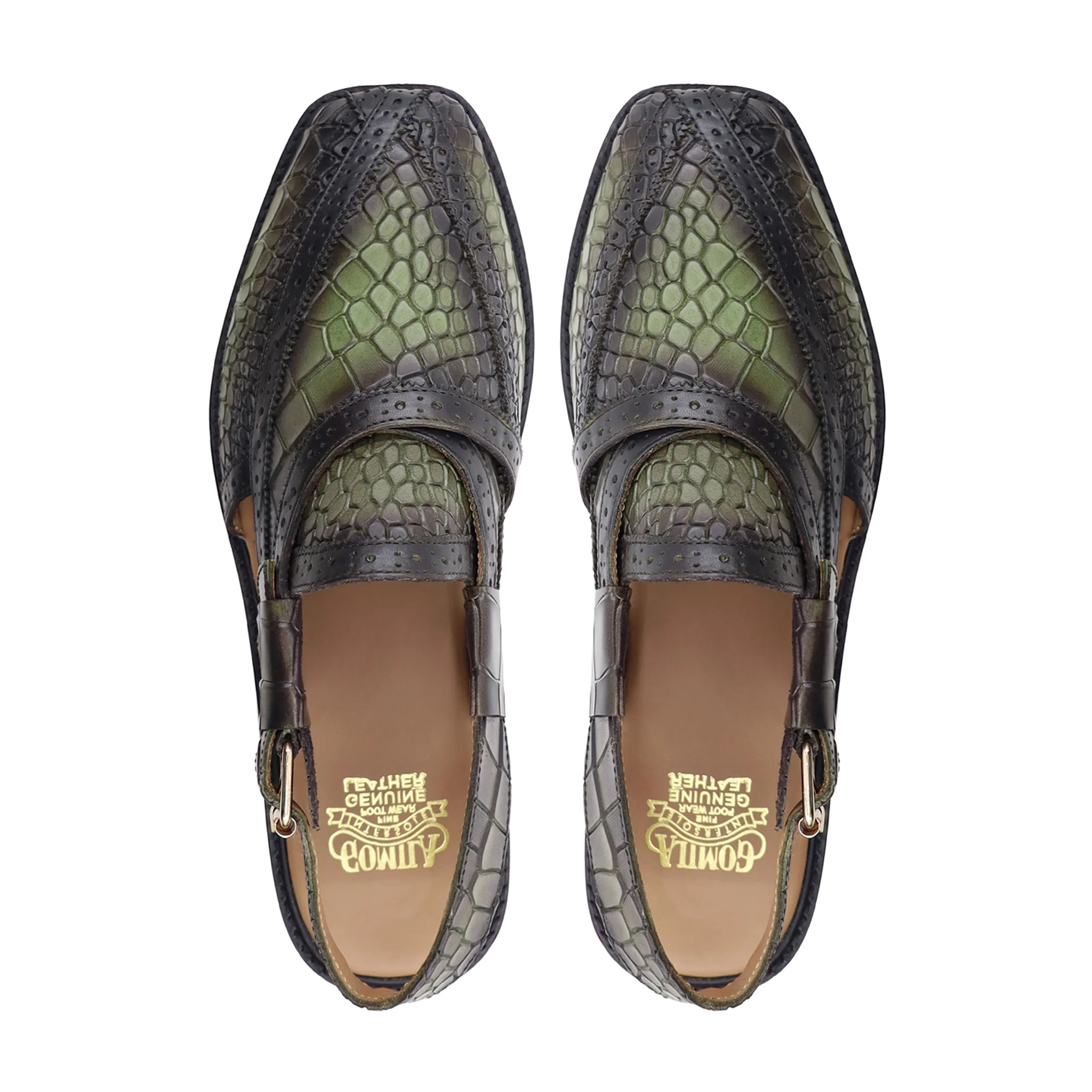 Charleroi - Men's Burnished Olive Green Calf Leather Sandal - Image 3