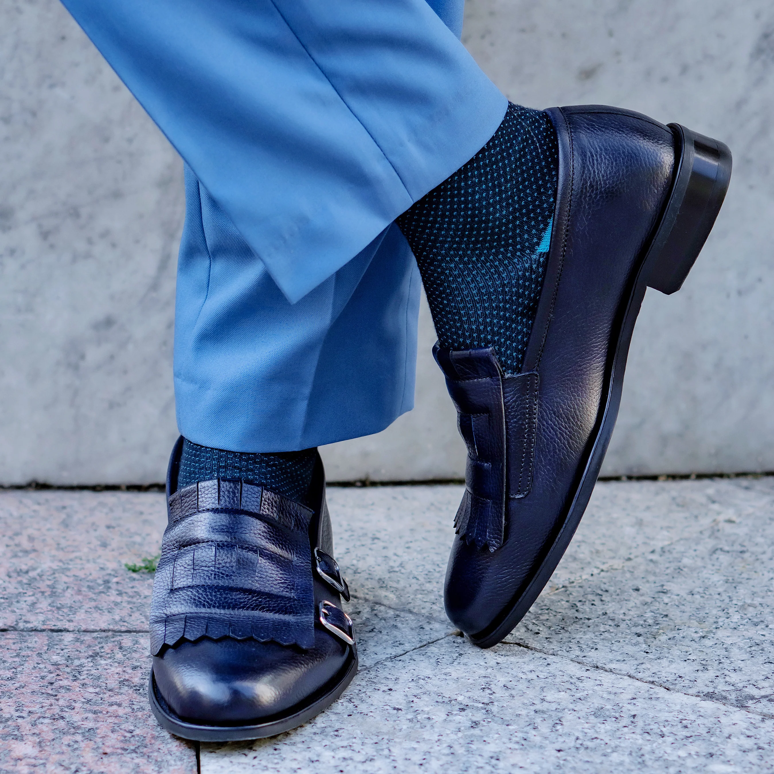 Cinde - Men's Dark Blue Mid Night Pebble Grain Loafer - Image 4