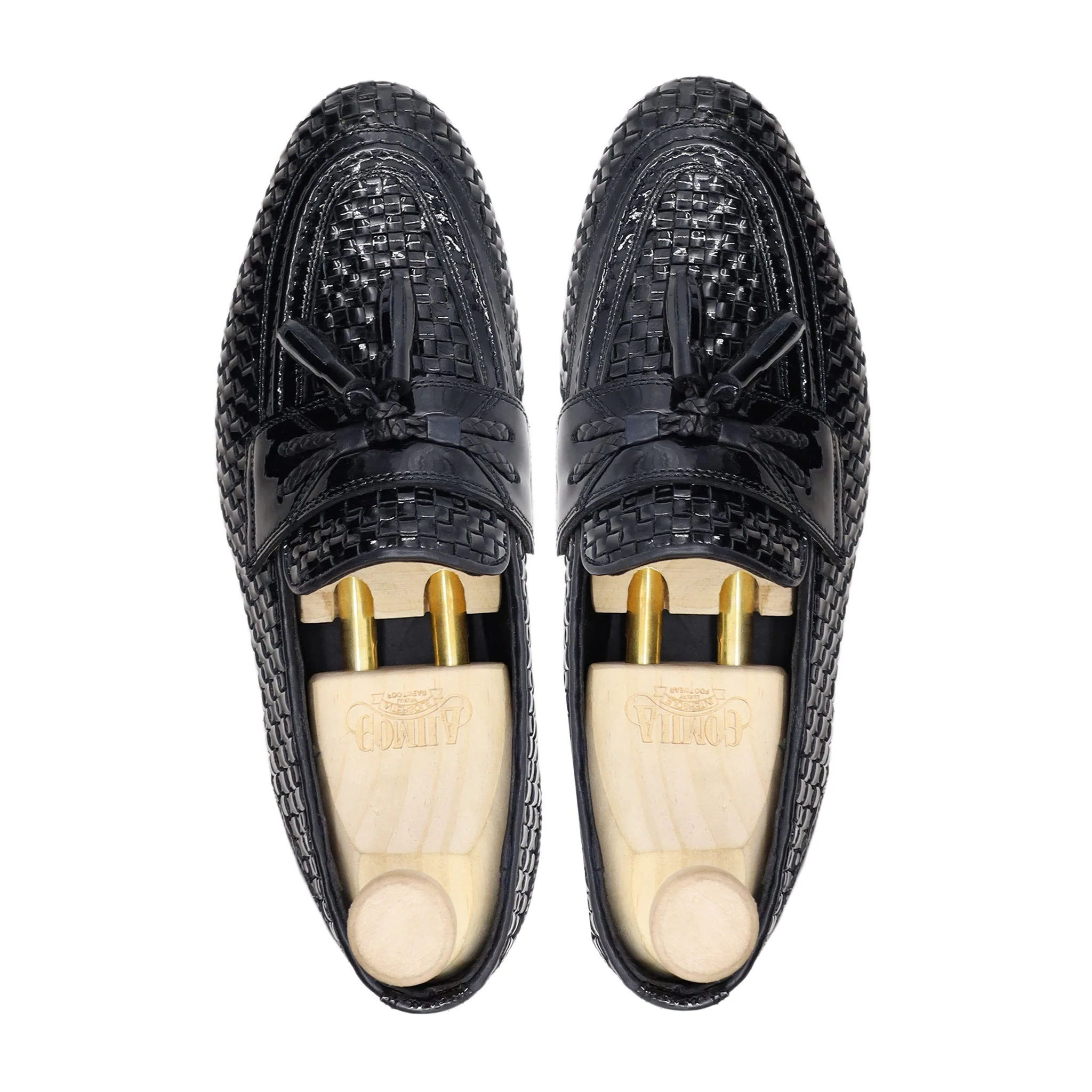 Congo - Men's Black Hand Woven Patent Leather Loafoer - Image 3