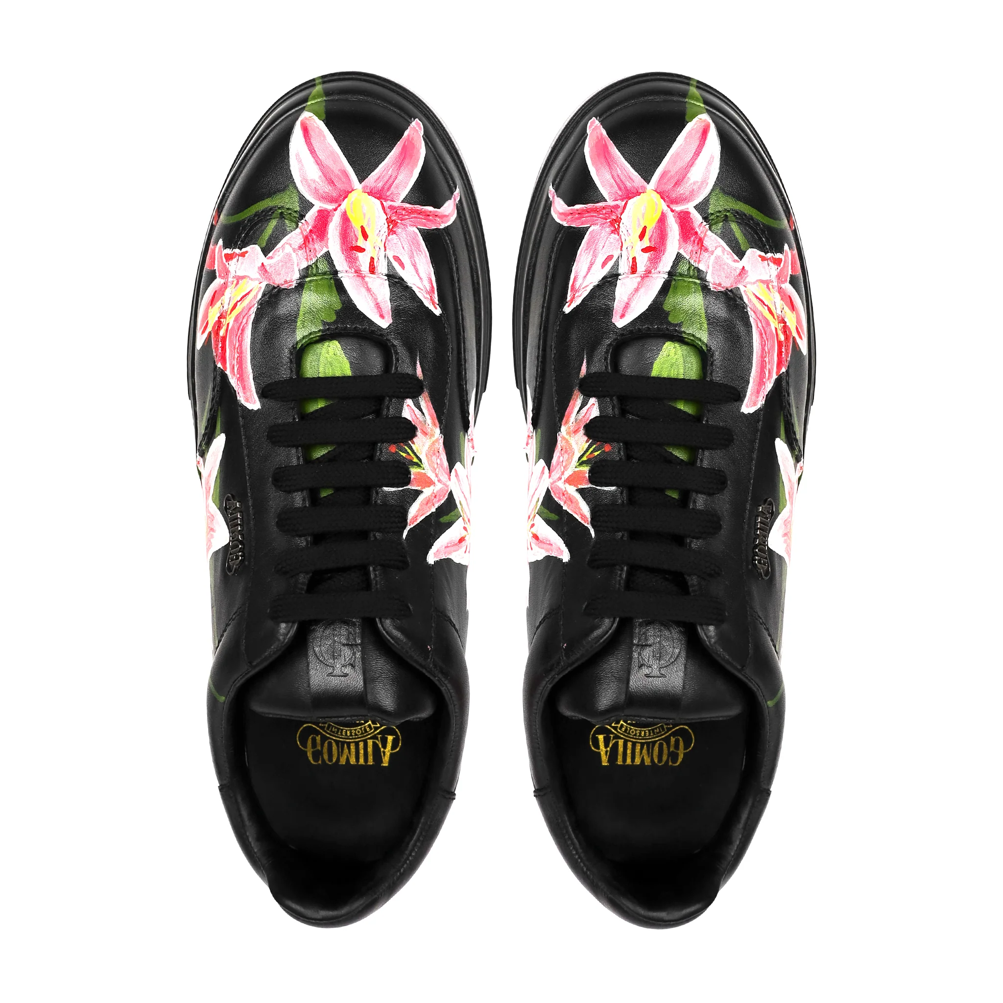 Crimson Leaf - Men's Black Hand Painted Sneaker - Image 4