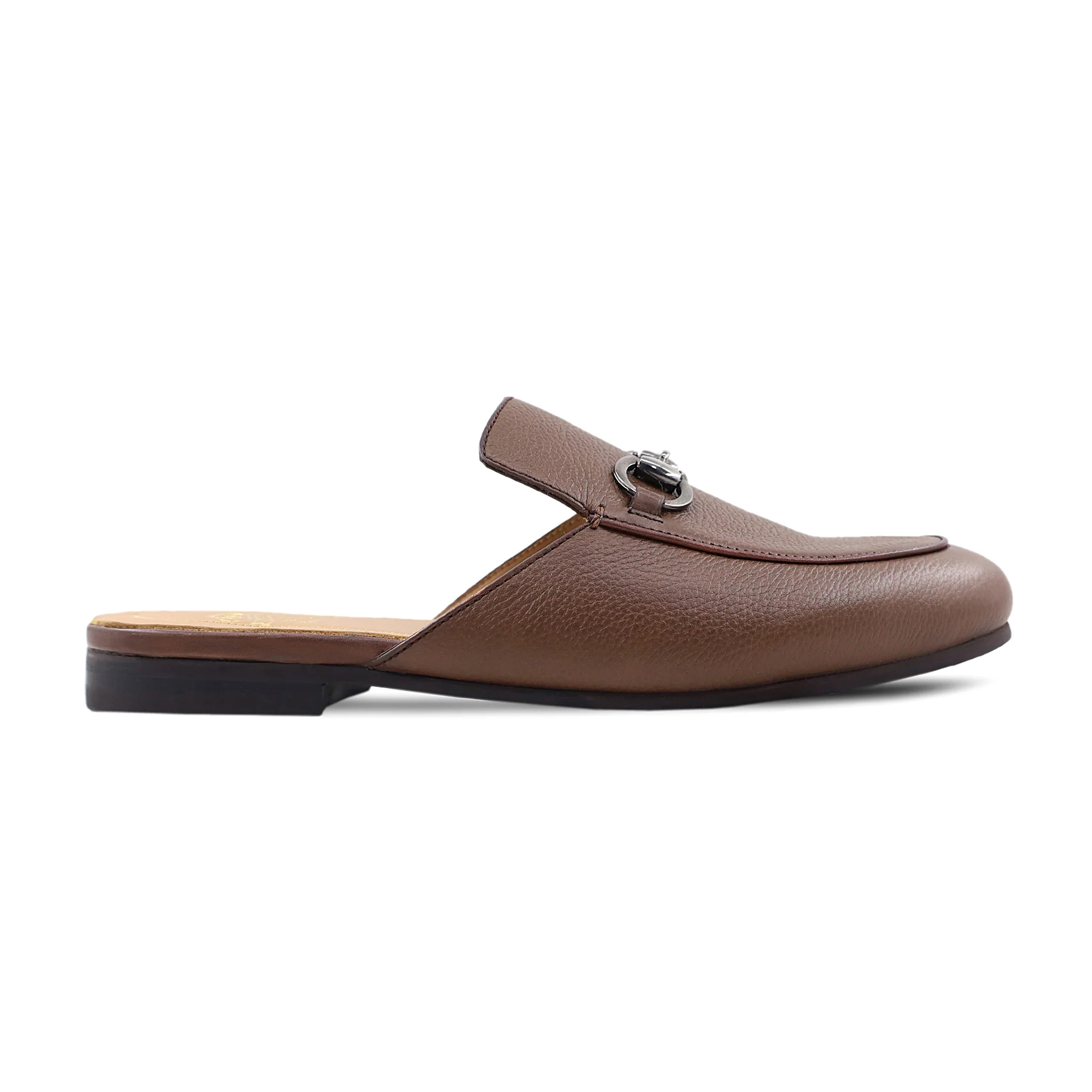 Dameka - Men's Brown Pebble Grain Leather Slipper - Image 2