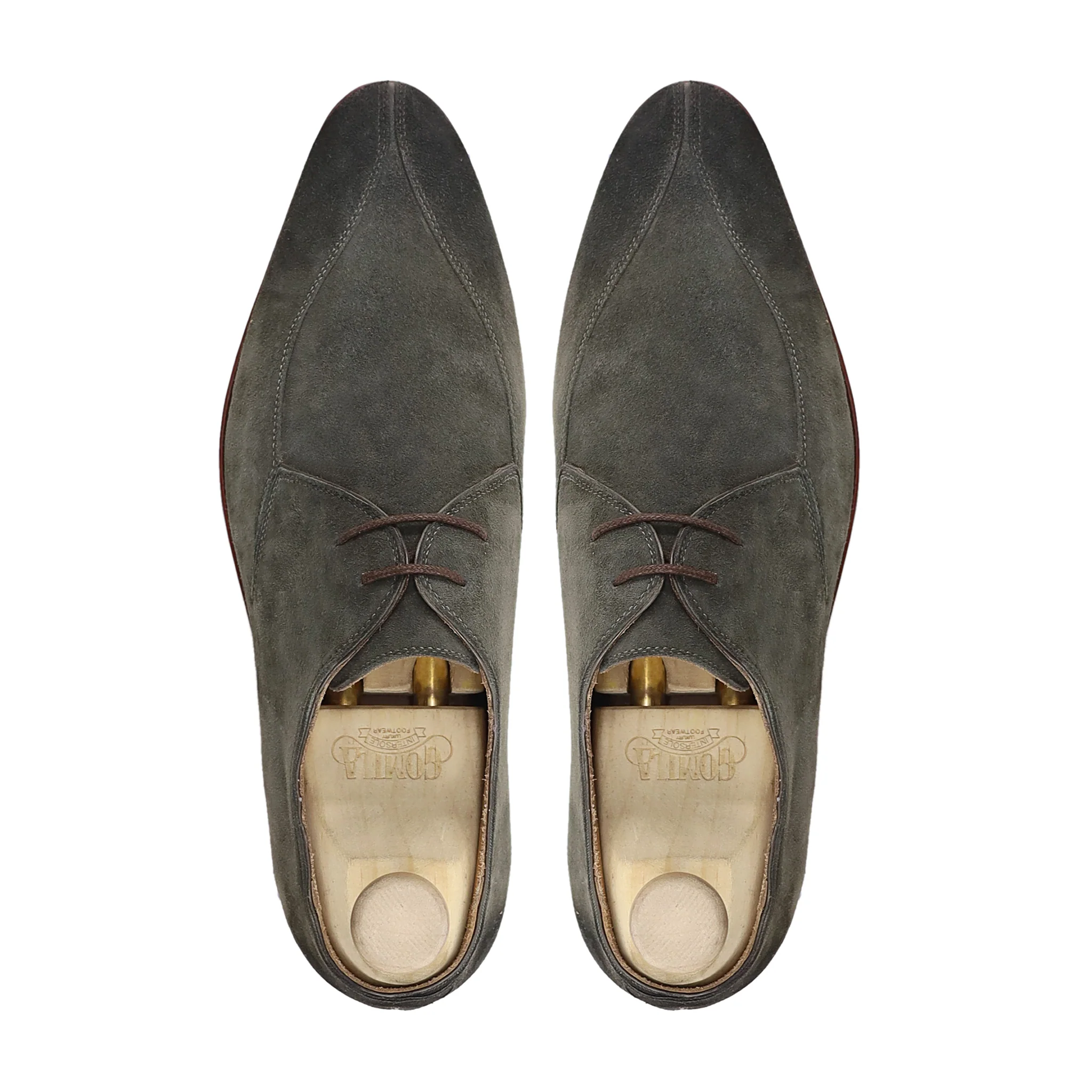 Daphne - Men's Charcoal Grey Kid Suede Derby Shoe - Image 3