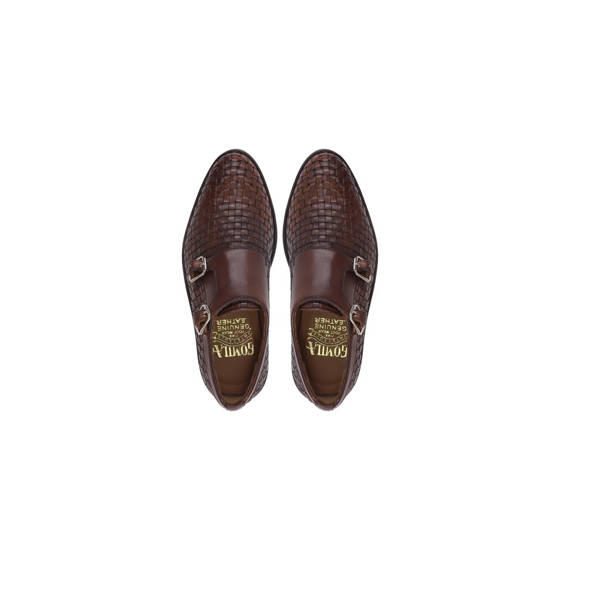 Denis - Kid's Reddish Brown Hand Woven Calf Leather Double Monkstrap (5-12 Year's Old) - Image 3