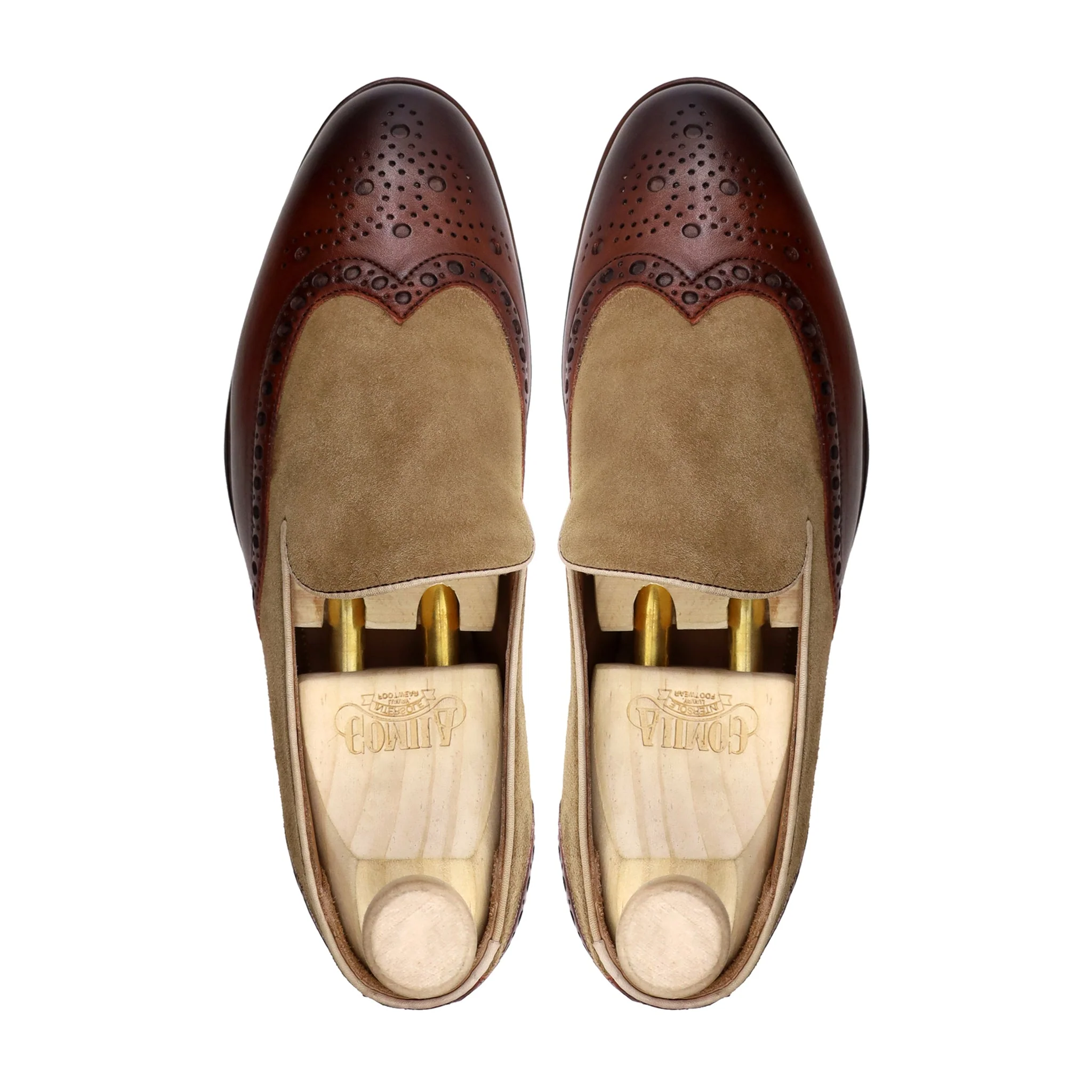 Diya - Men's Camel Kid Suede and Brown Calf Leather Loafer - Image 3