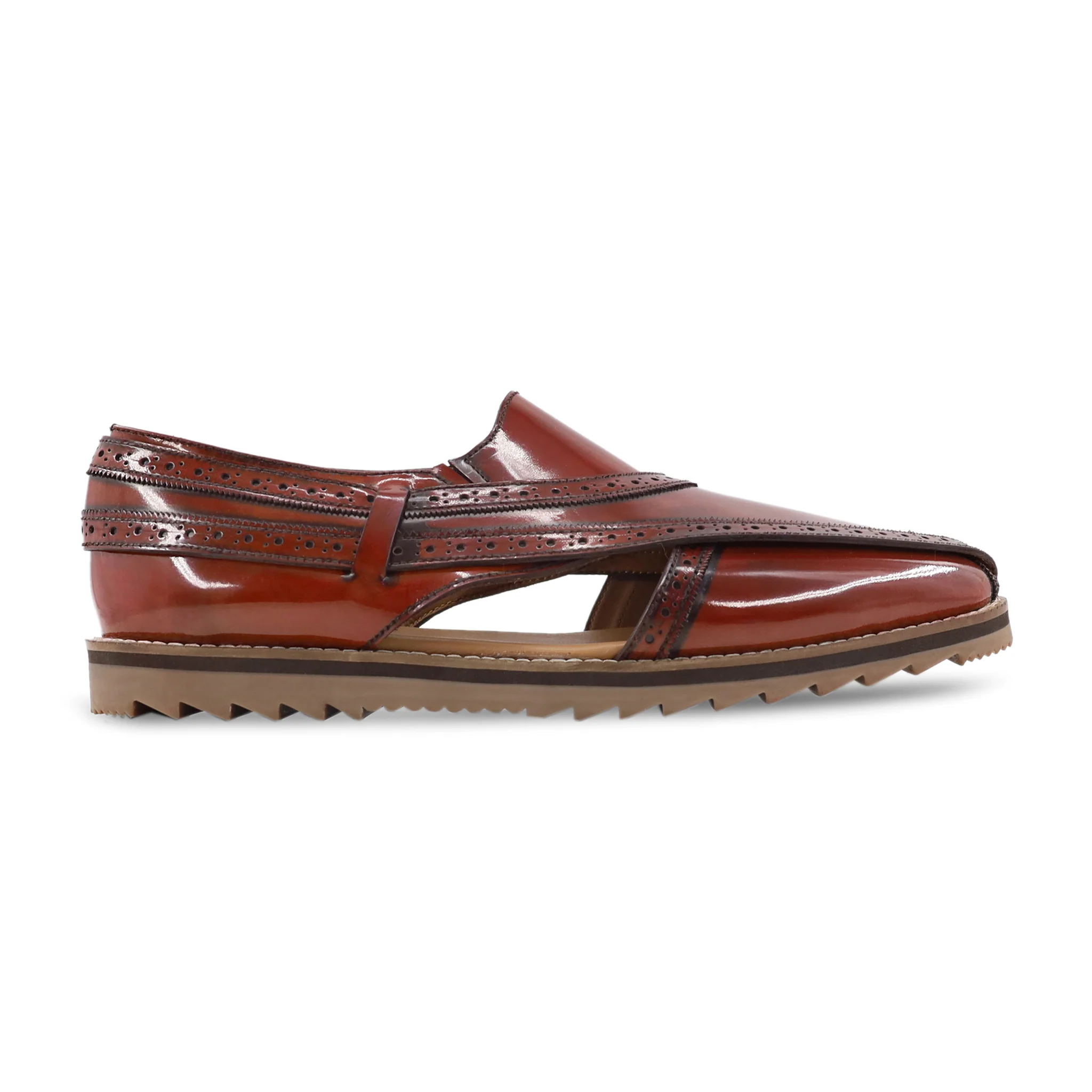 Donna - Men's Oxblood Box Leather High Shine Sandal - Image 2