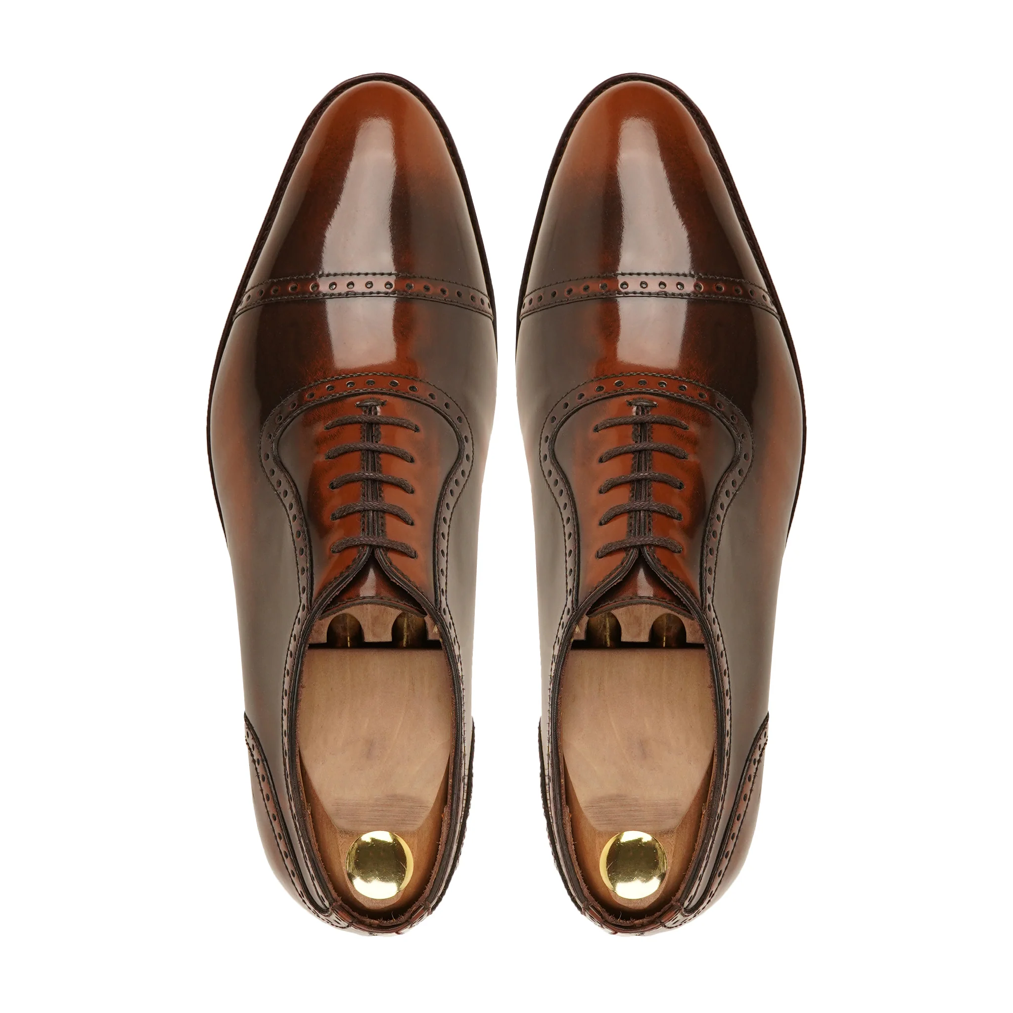 Drade - Men's Burnished Brown Box Leather High Shine Oxford Shoe - Image 3