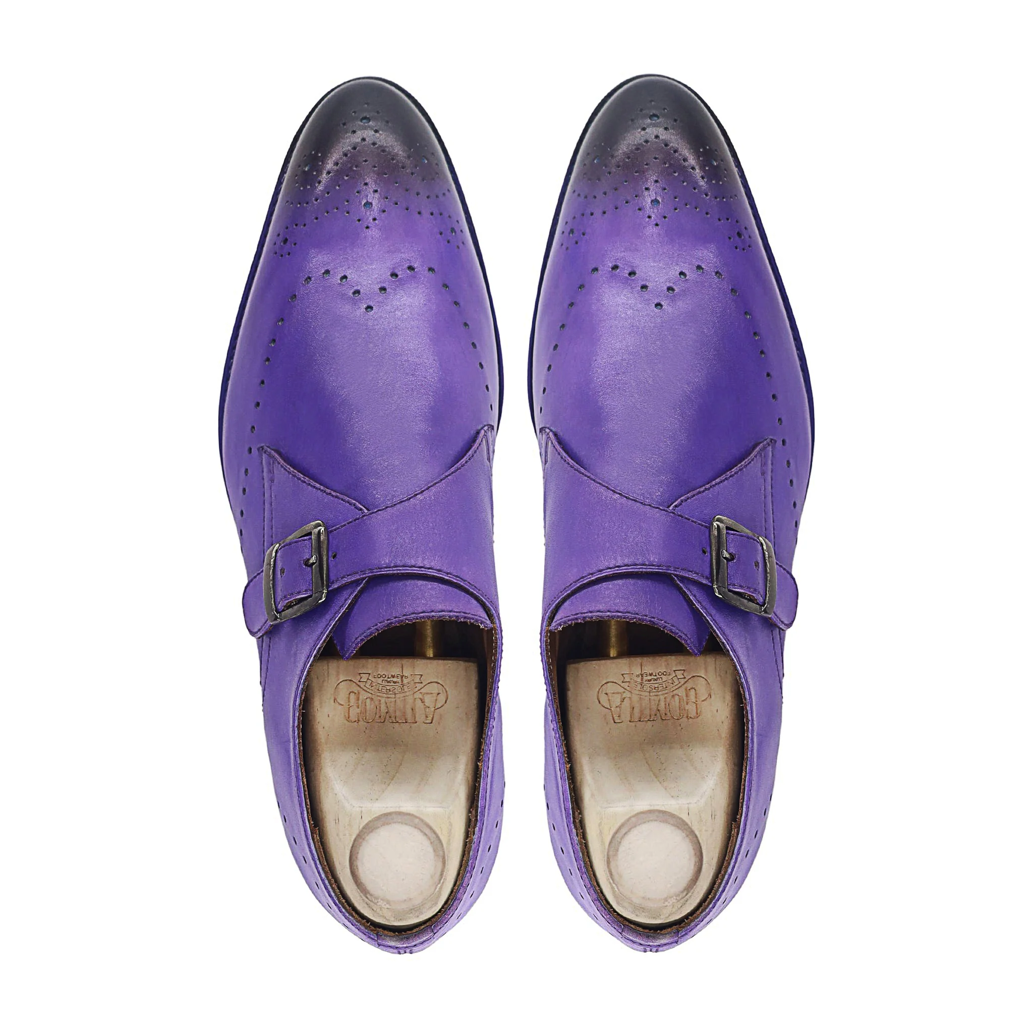 Emelia - Men's Purple Calf Leather Single Monkstrap - Image 3