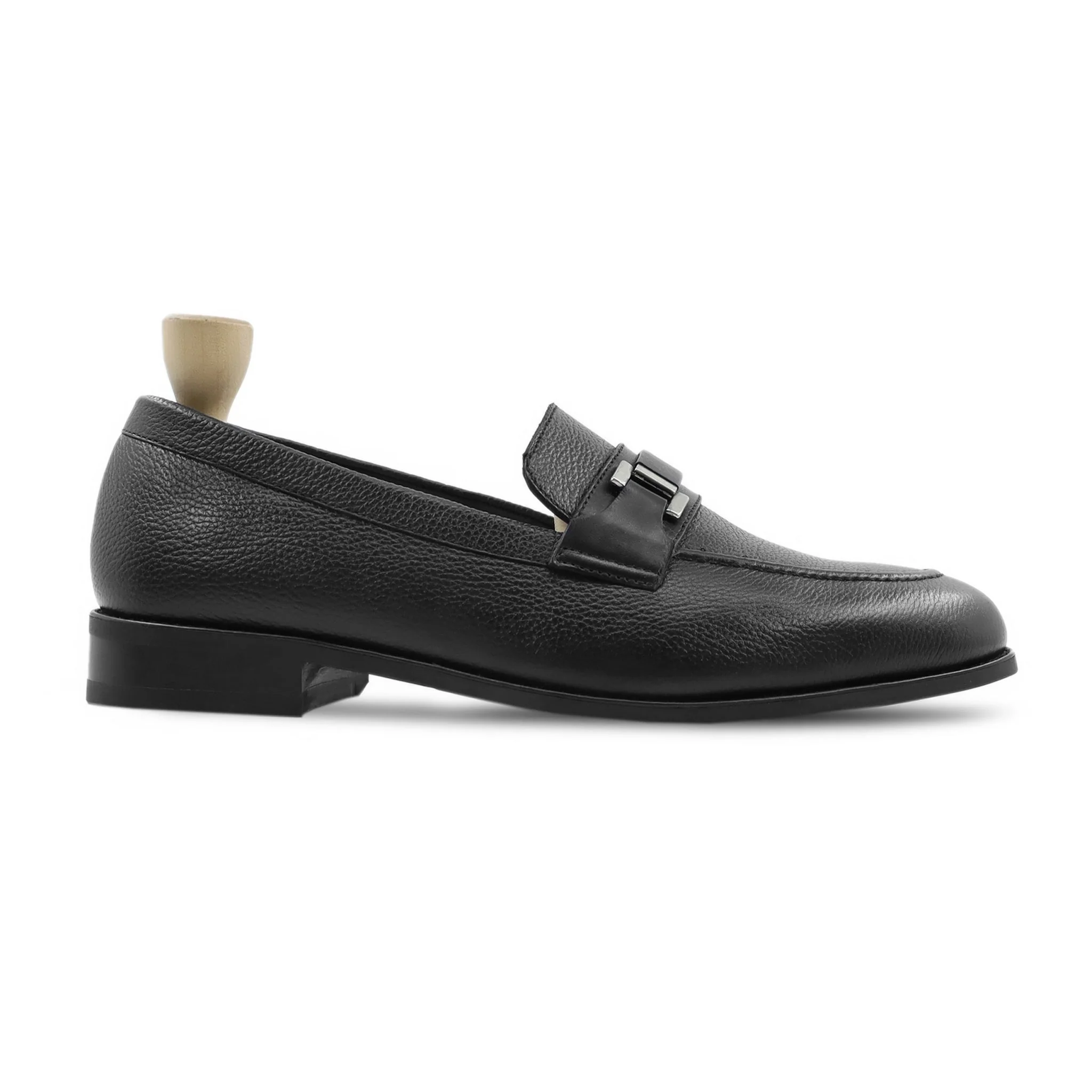 Espoo - Men's Black Pebble Grain Leather Loafer - Image 2