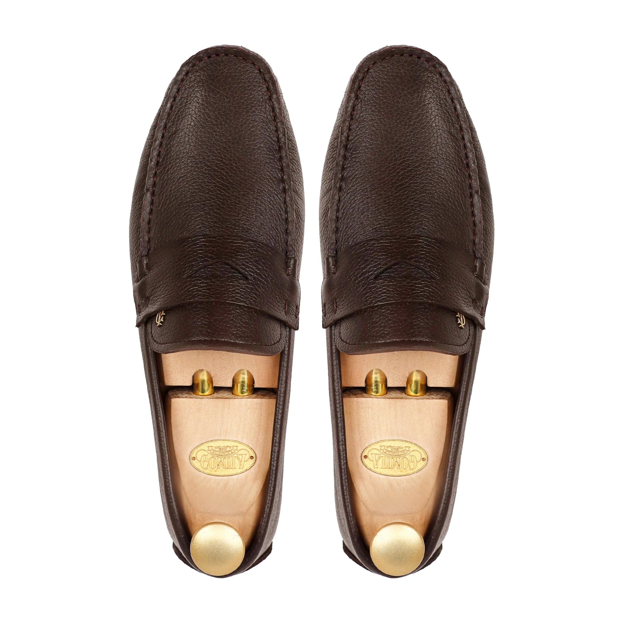 Evoke - Men's Dark Brown Pebble Grain Leather Driver Shoe - Image 3