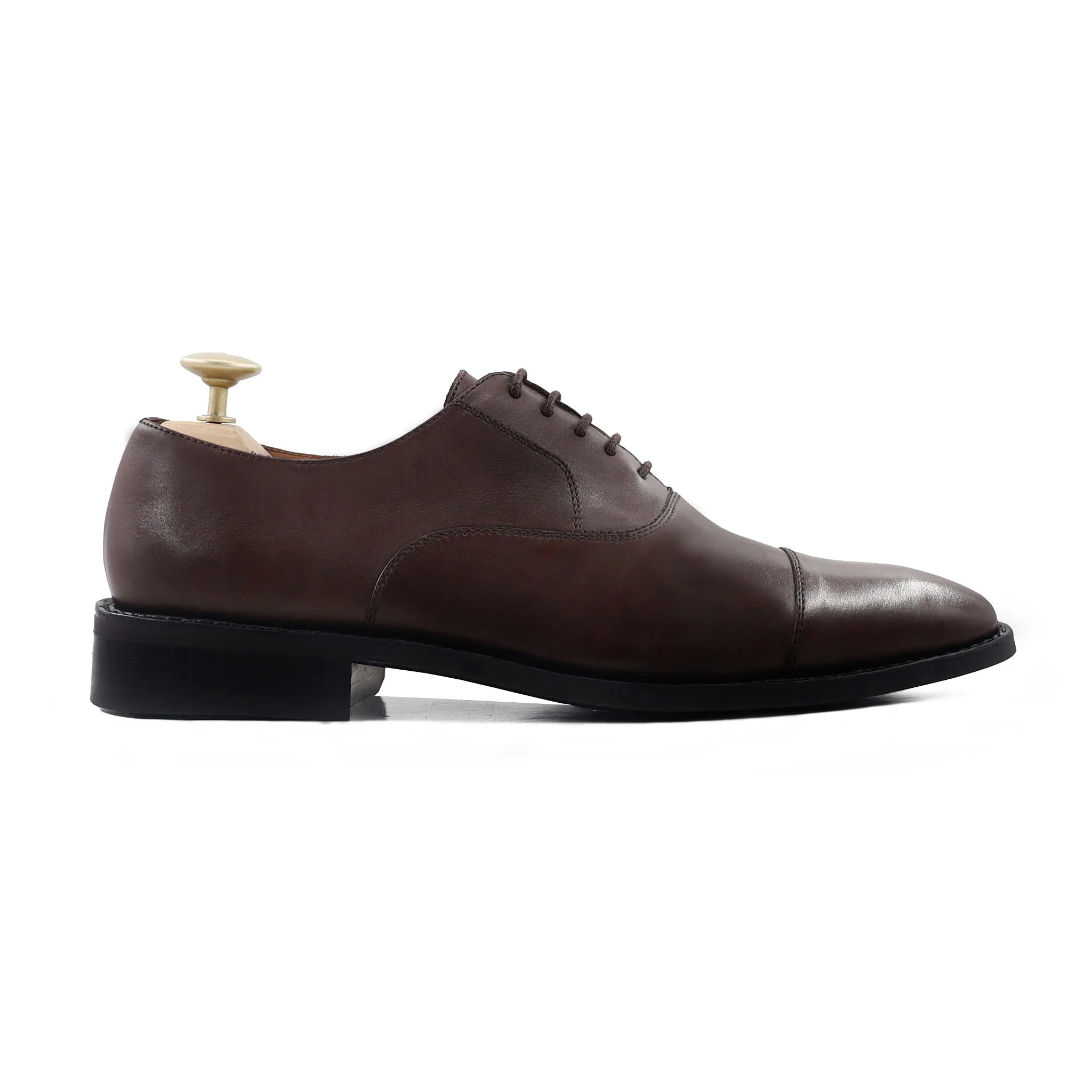 Ezio - Men's Dark Brown Calf Leather Oxford Shoe - Image 2