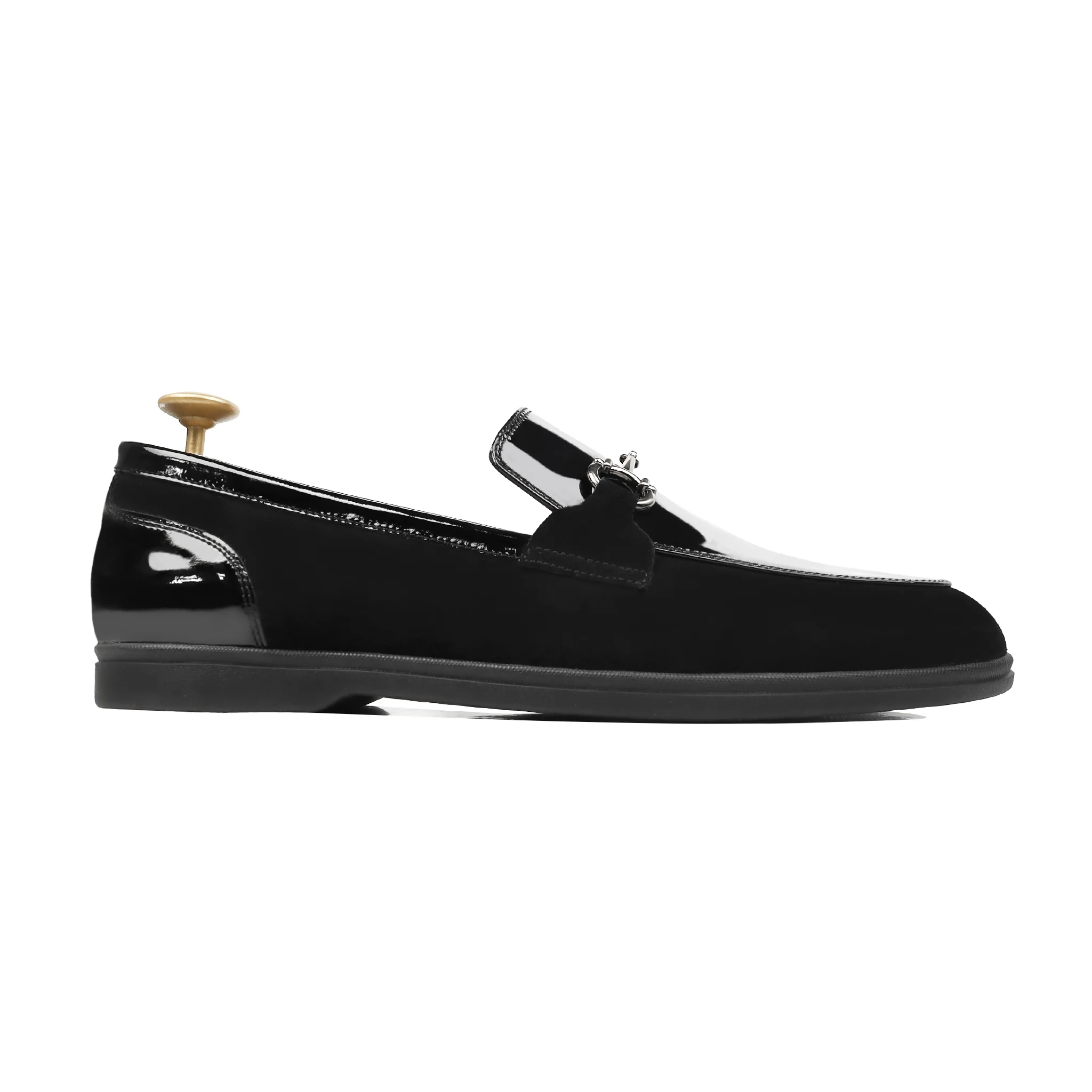 Fenzy- Men's Black Patent and Suede Leather Loafer - Image 2
