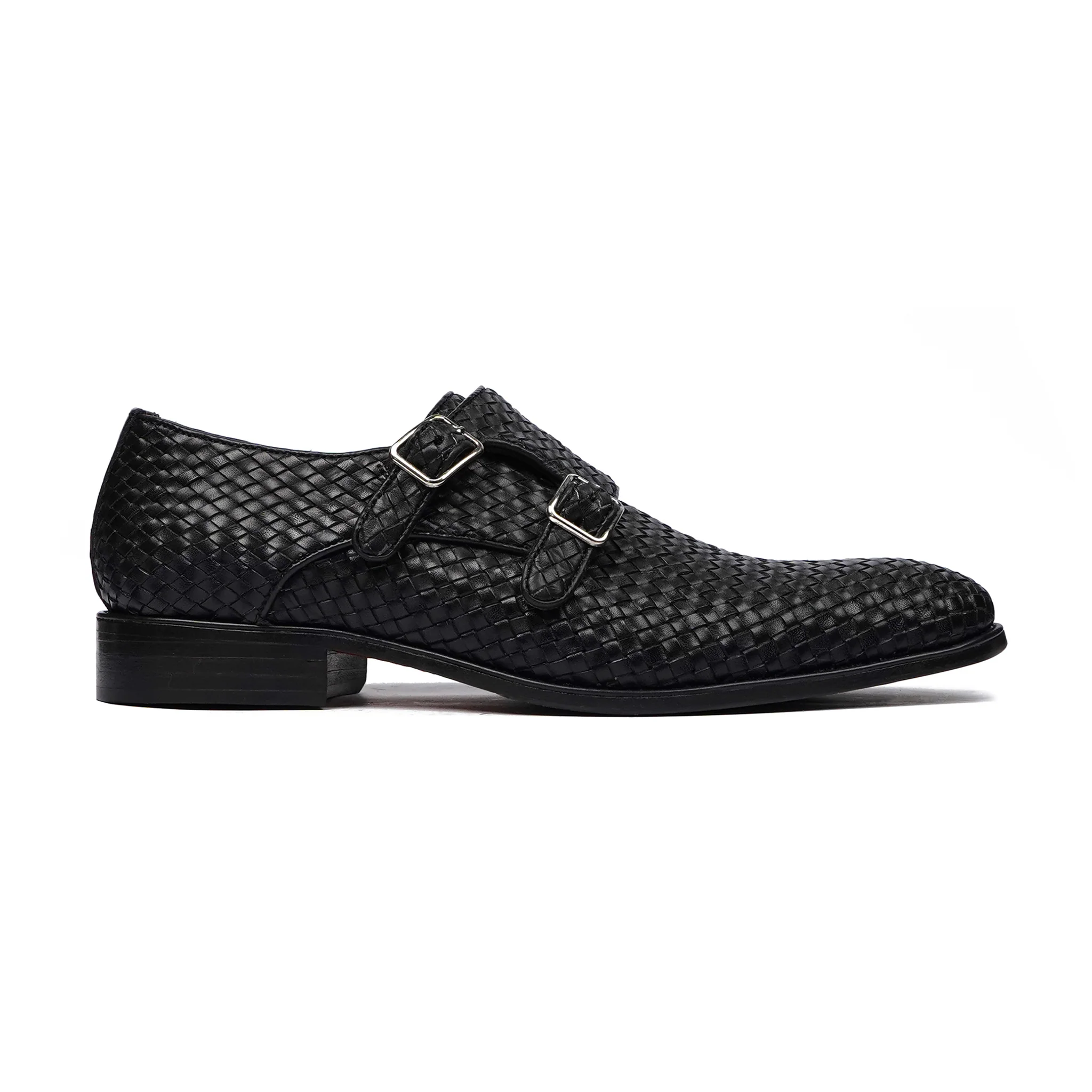 Garda - Men's Black Hand Woven Calf Leather Double Monkstrap - Image 2