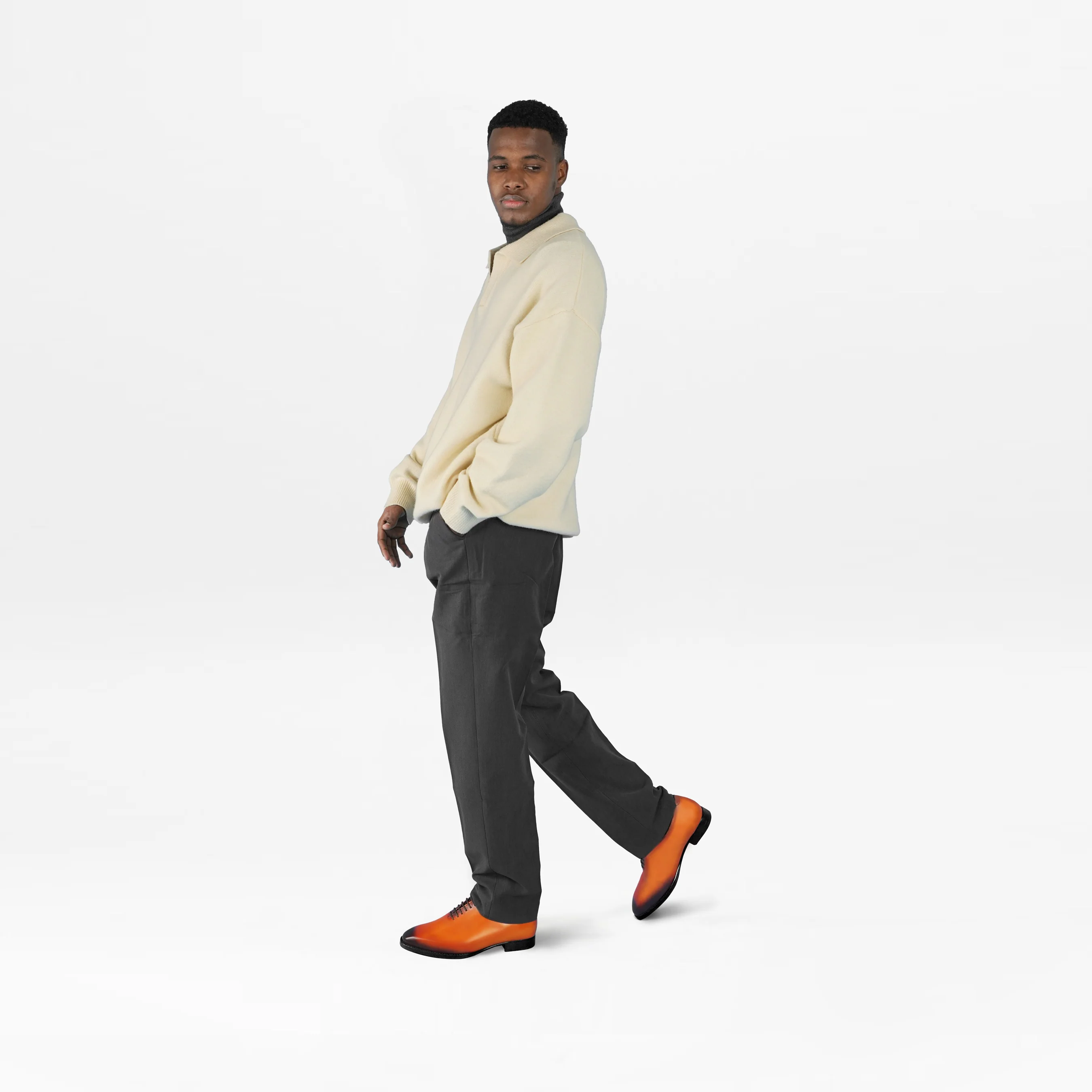 Dino - Men's Burnished Tan Patina Calf Leather Wholecut Shoe - Image 11