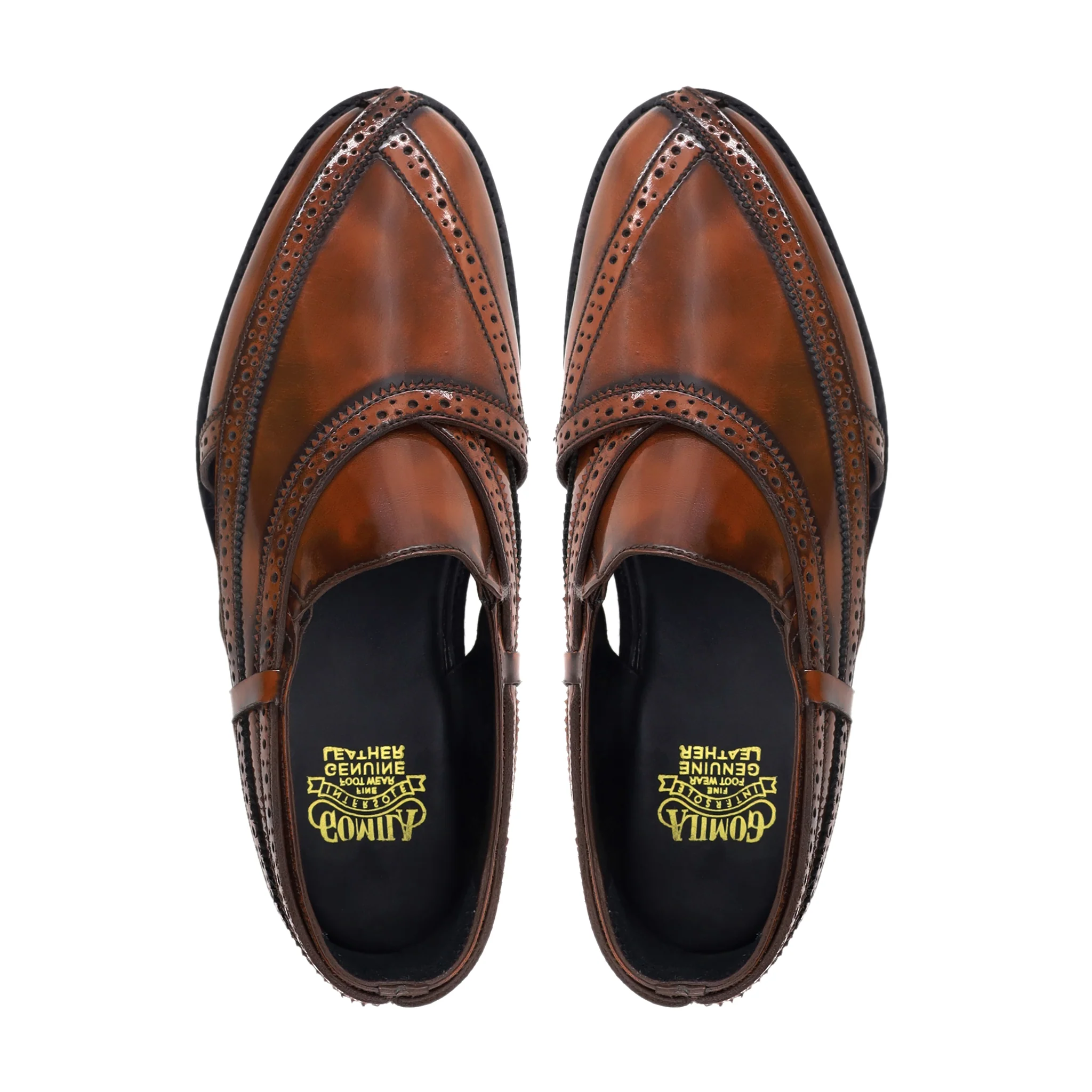 Hampian - Men's Burnished Brown Box Leather High Shine Sandal - Image 3