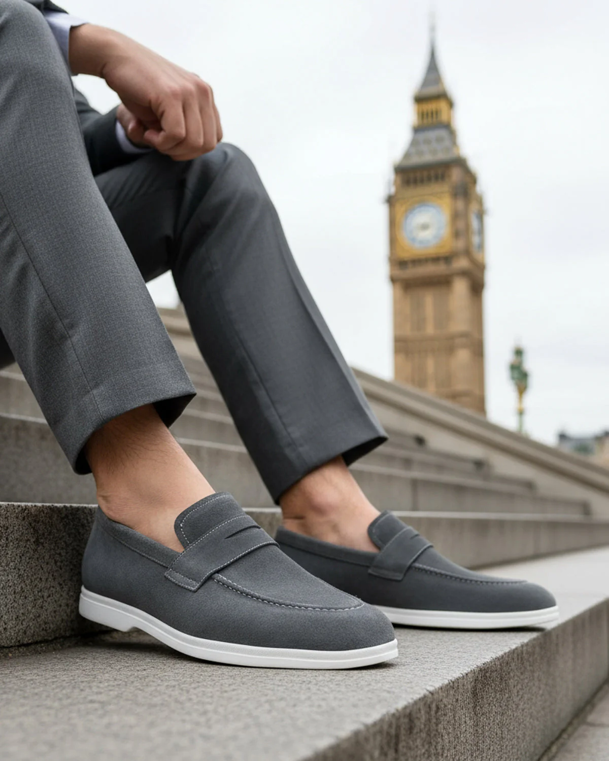 Harlow - Men's Charcoal Grey Suede Loafer - Image 4
