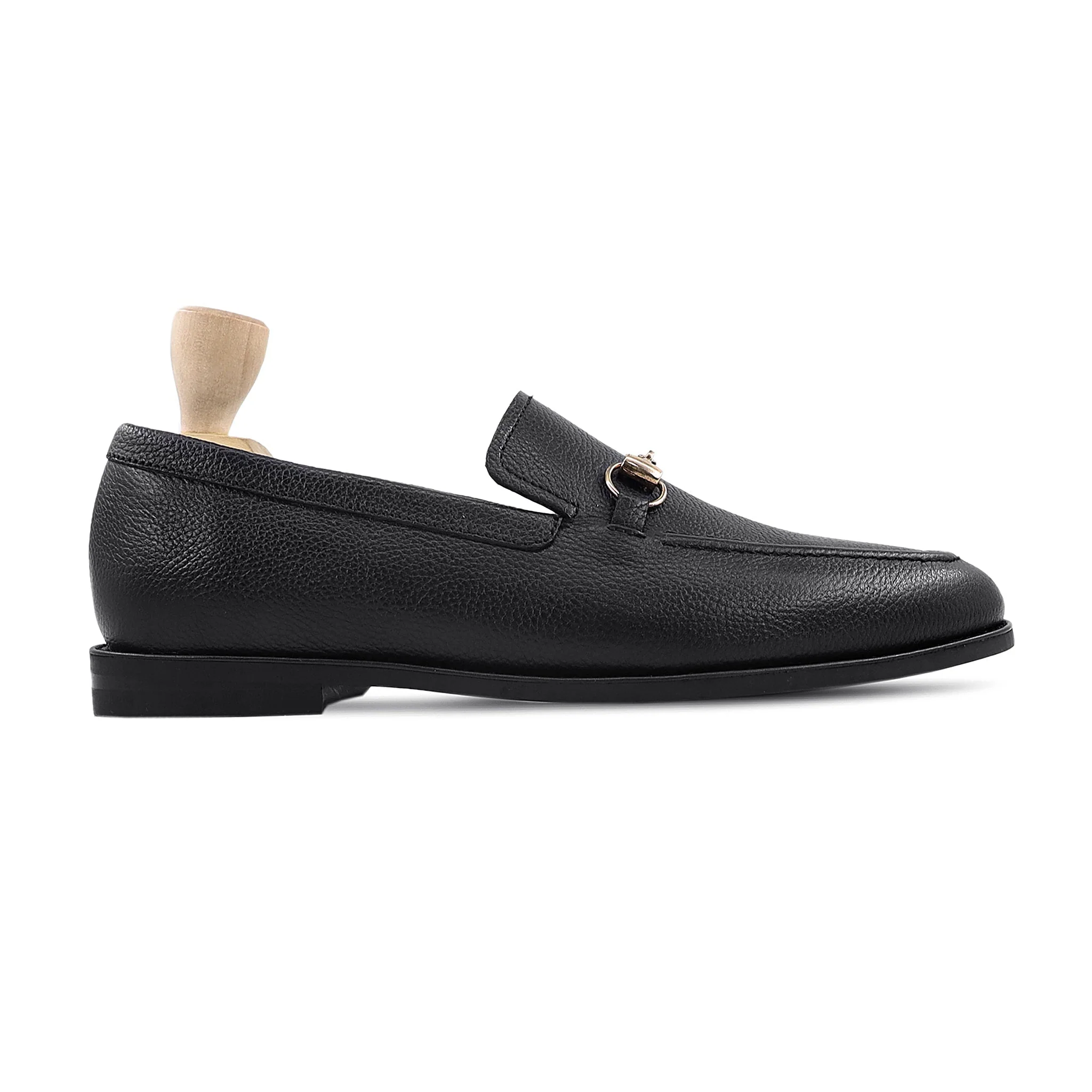 Harold - Men's Black Pebble Grain Leather Loafer - Image 2