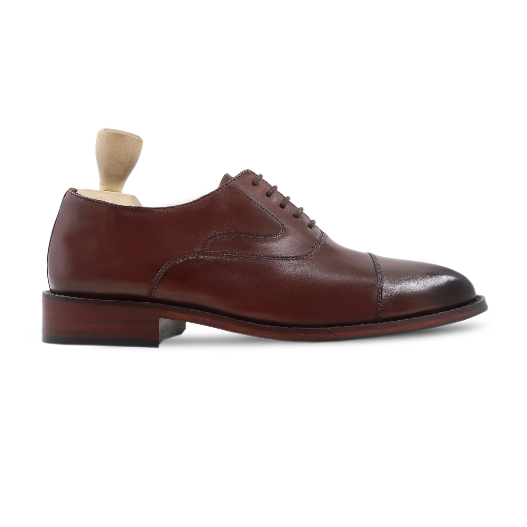 Hideaki - Men's Brown Patina Calf Leather Oxford Shoe - Image 2