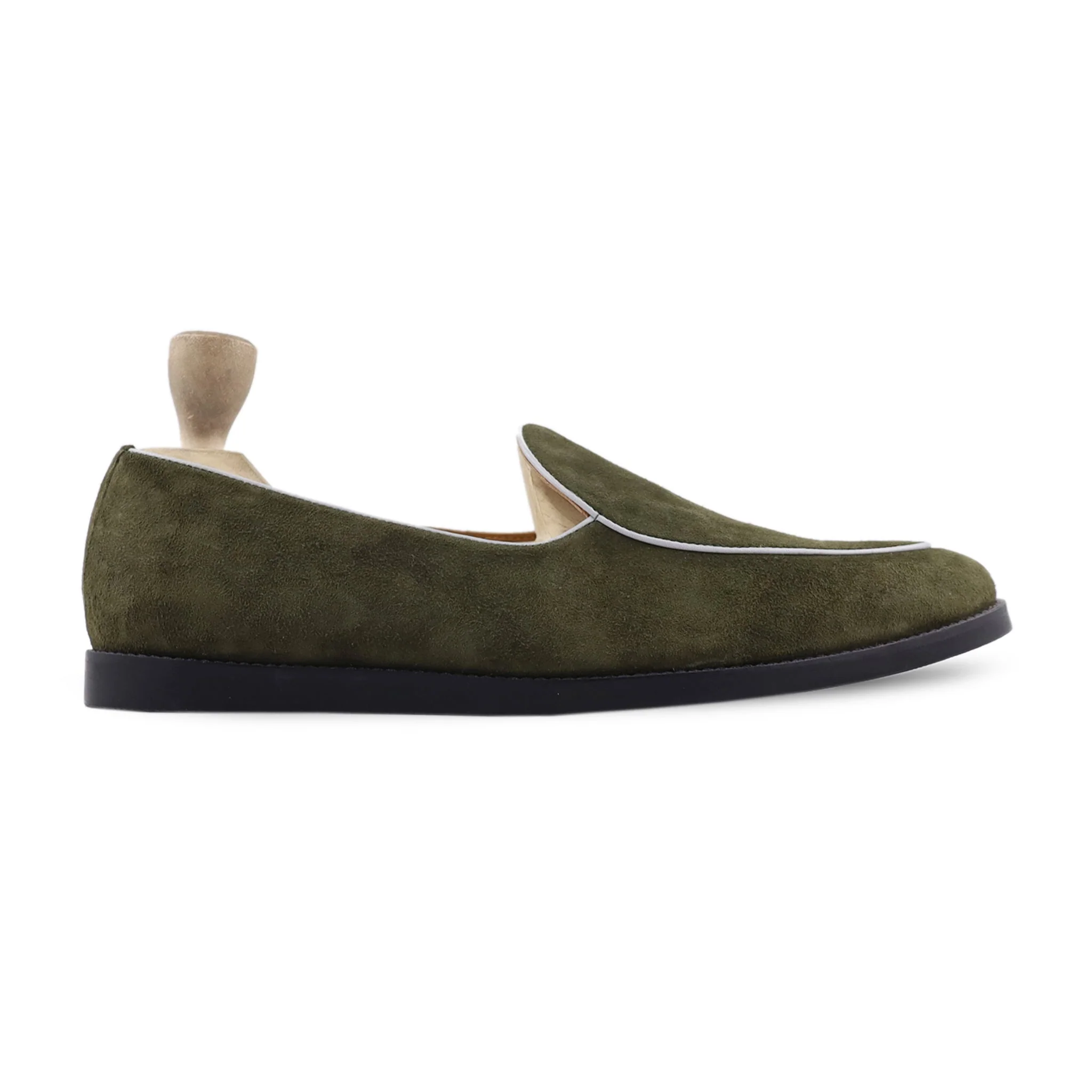 Hotaru - Men's Olive Green Kid Suede Loafer - Image 2