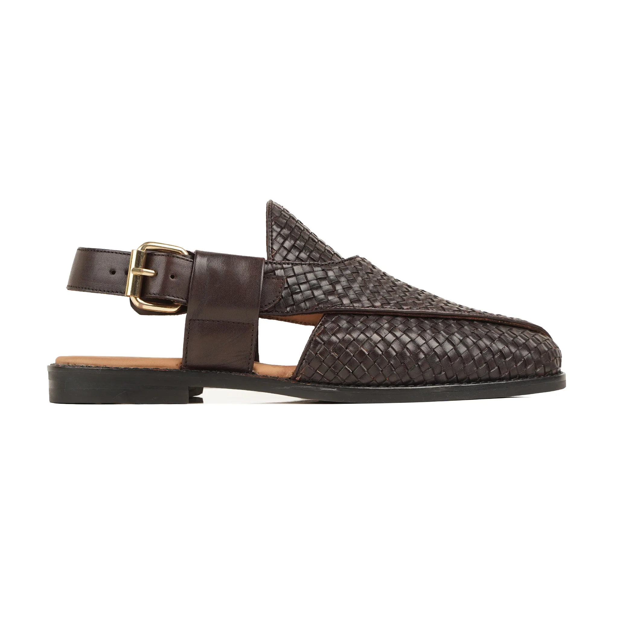 Kammi - Men's Dark Brown Hand Woven Calf Leather Sandal - Image 2