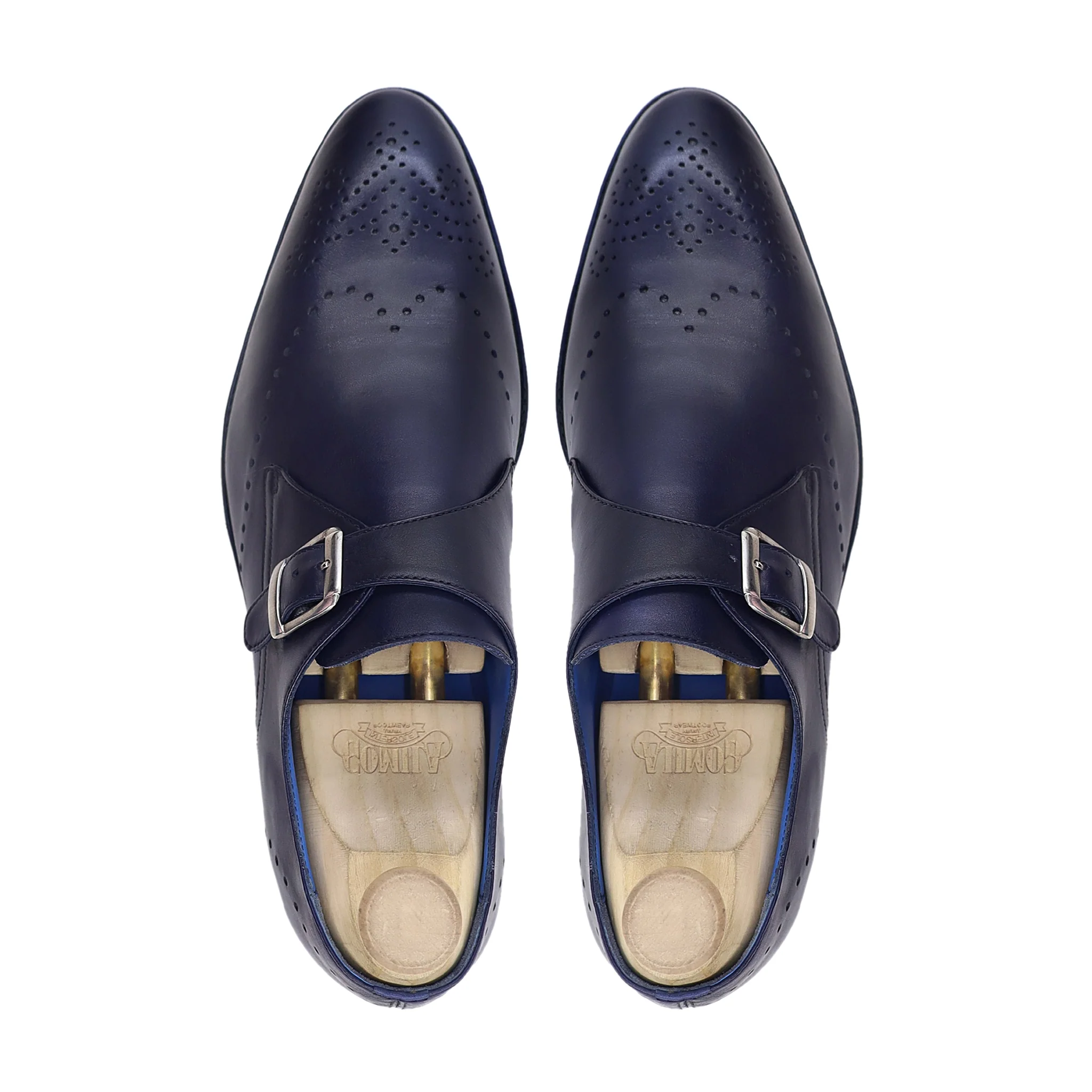 Kazuya - Men's Navy Blue Calf Leather Single Monkstrap - Image 3