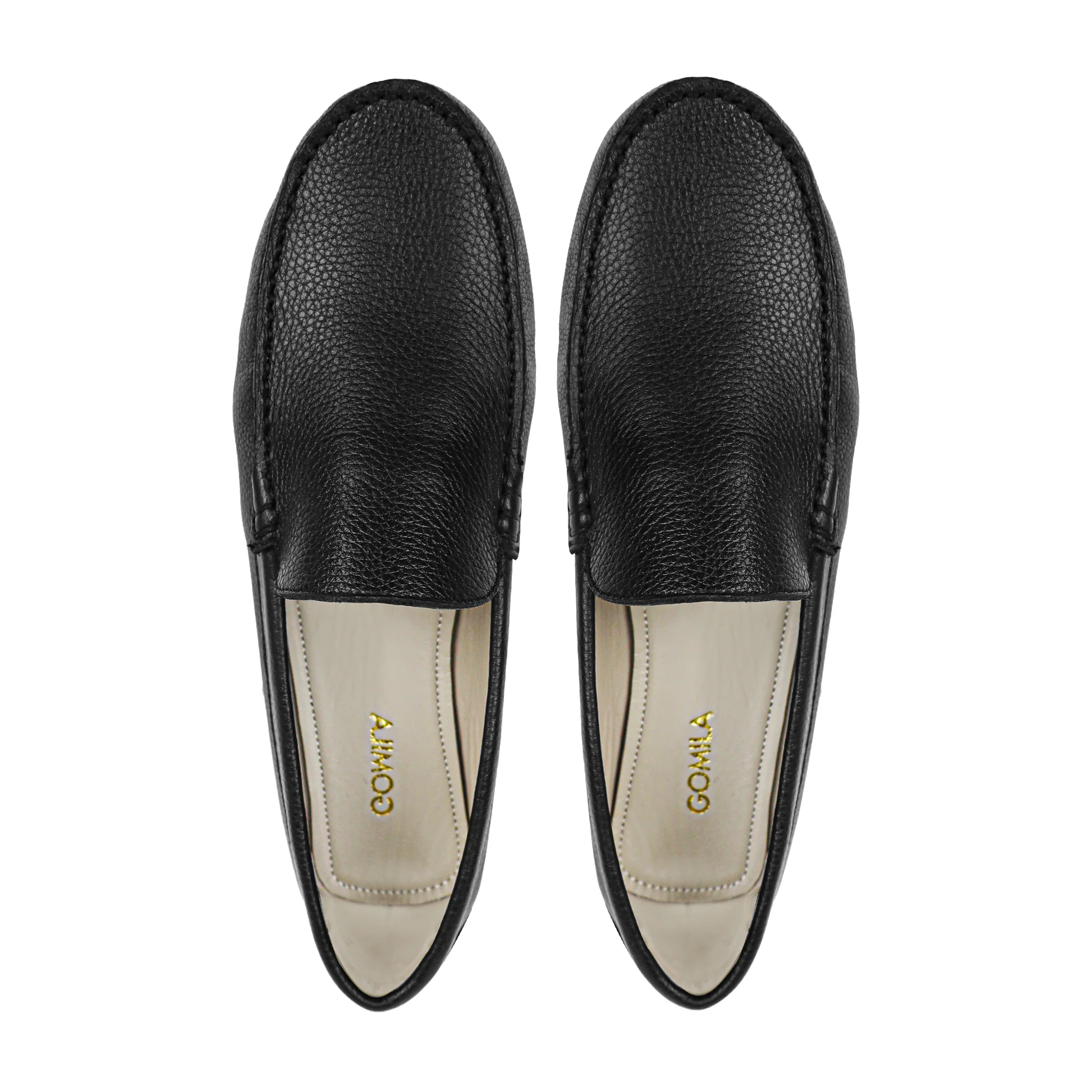 Keira - Ladies Black Pebble Grain Leather Loafer - Image 3