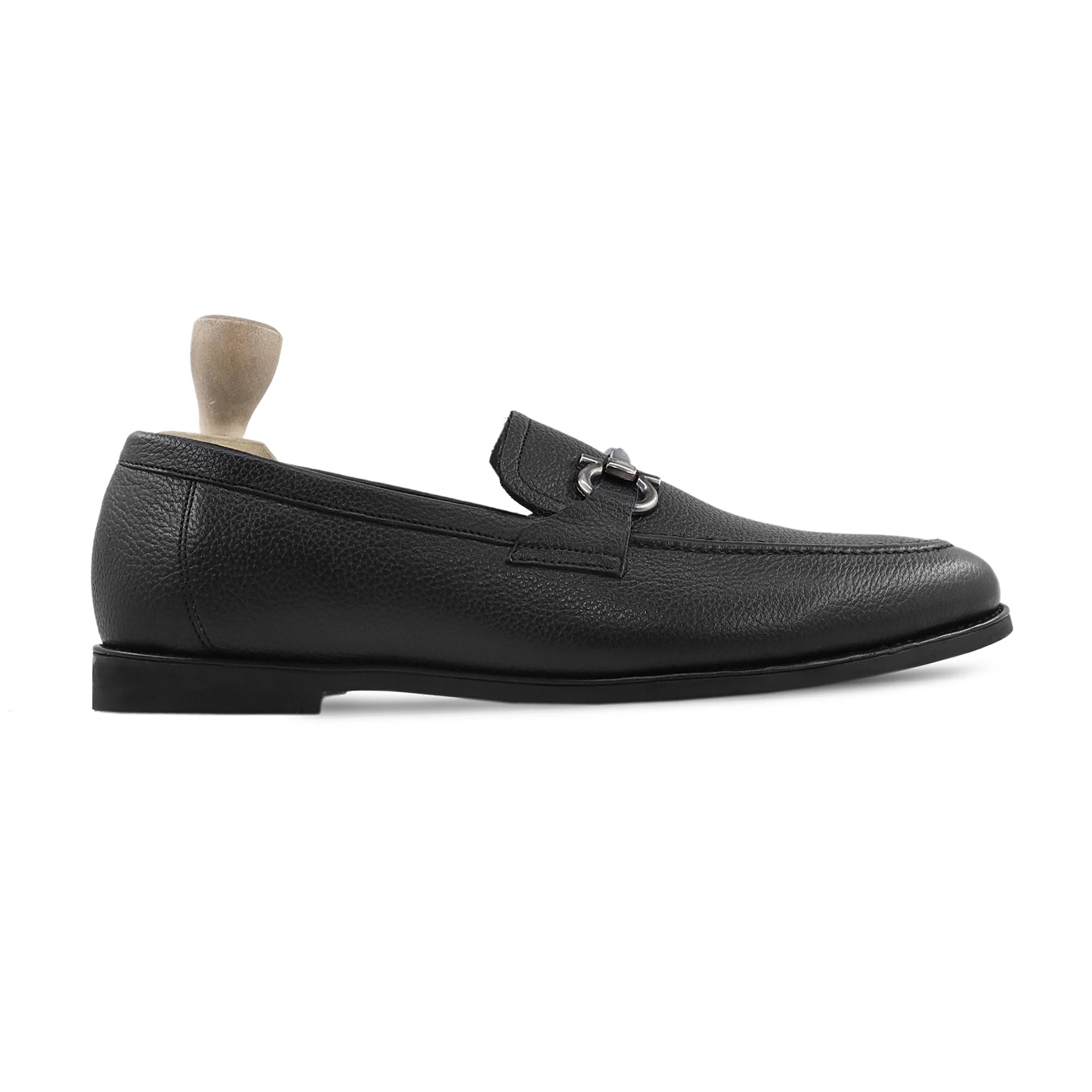 Keitaro - Men's Black Pebble Grain Leather Loafer - Image 2