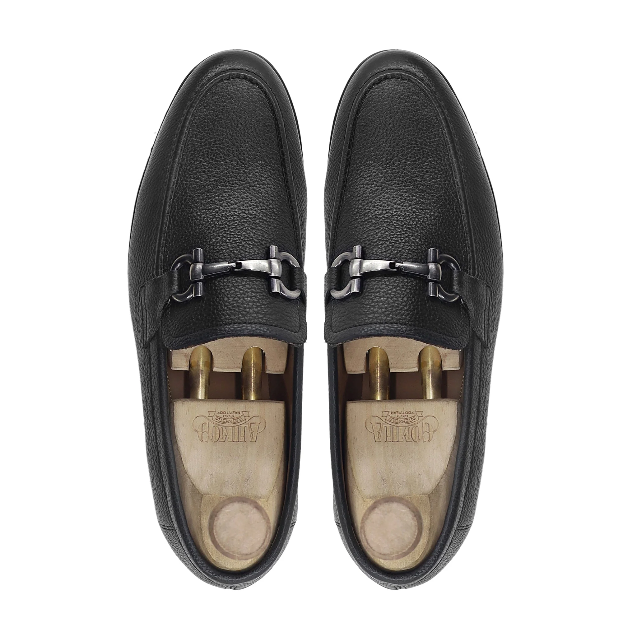 Keitaro - Men's Black Pebble Grain Leather Loafer - Image 3
