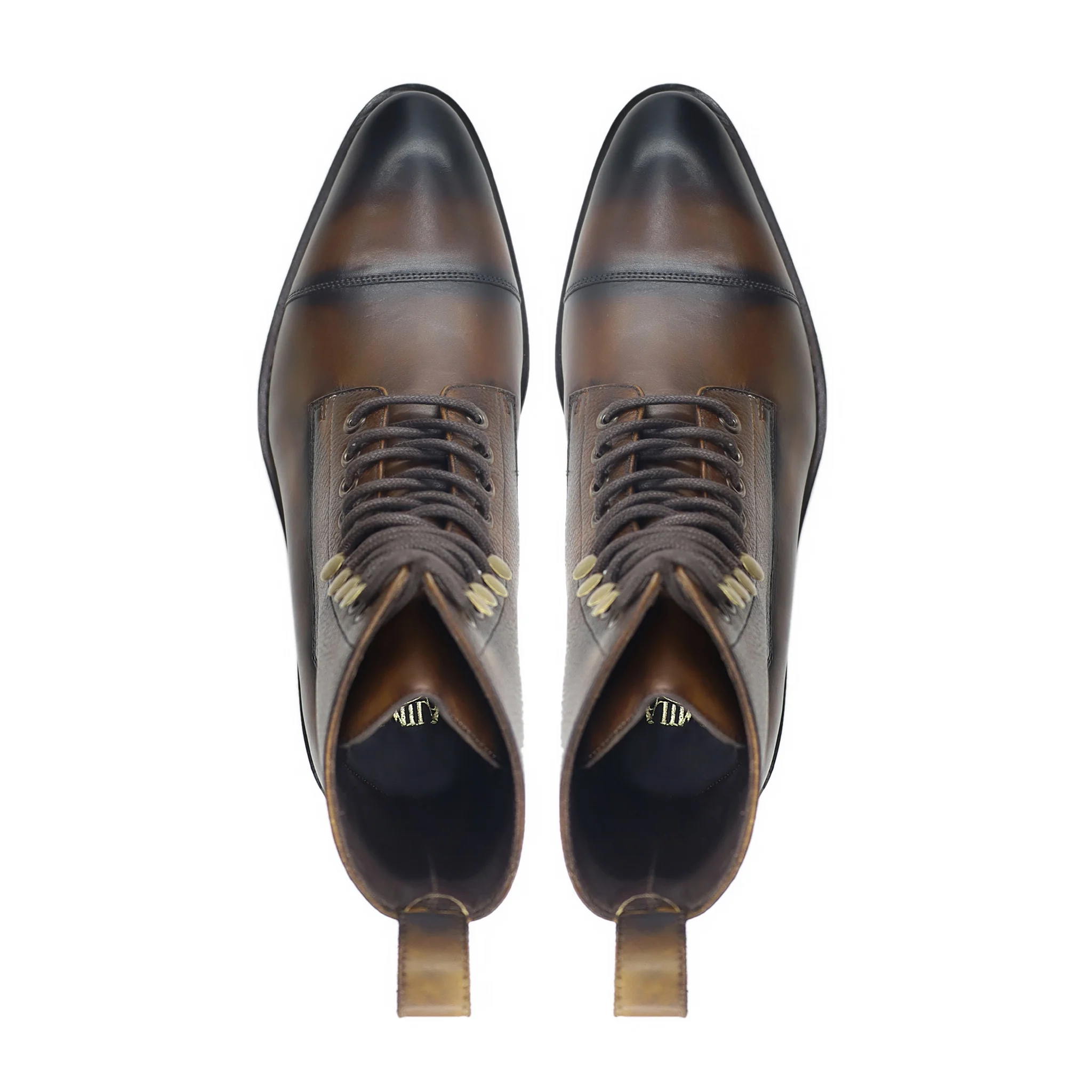 Kenji - Men's Burnished Brown Calf and Pebble Grain Leather Boot - Goodyear Welted - Image 3