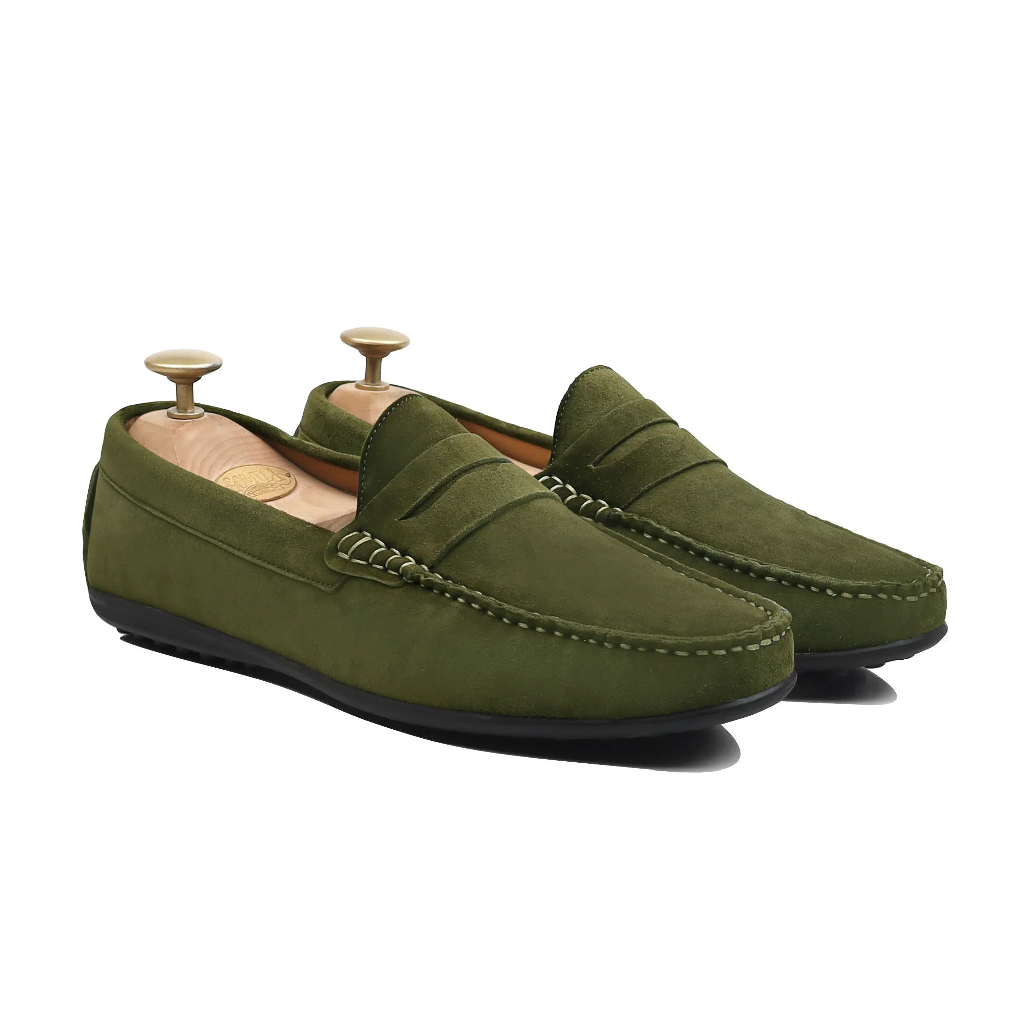 Knox - Men's Olive Green Split Suede Driver Shoe