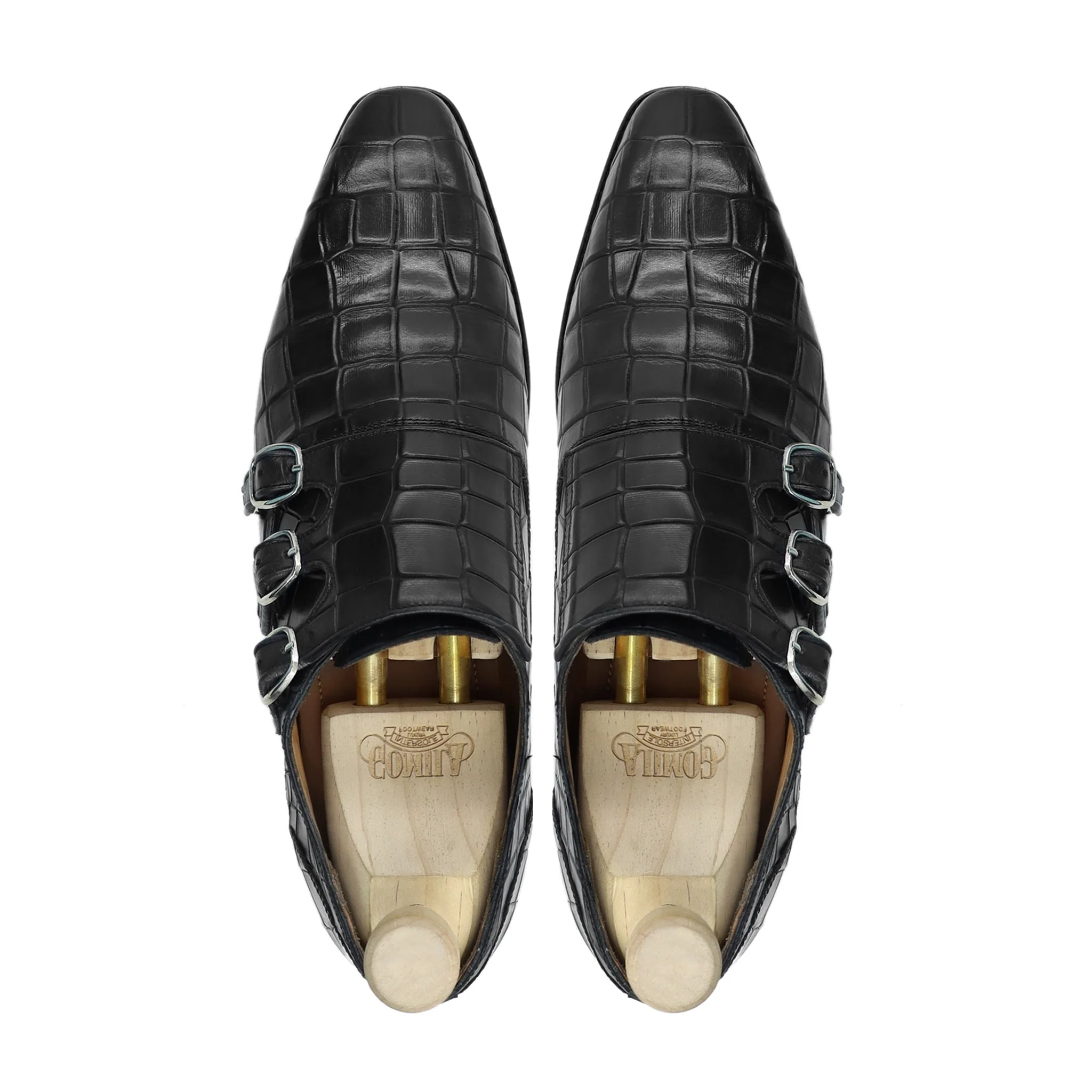 Komlo - Men's Black Calf Leather Triple Monkstrap - Image 3
