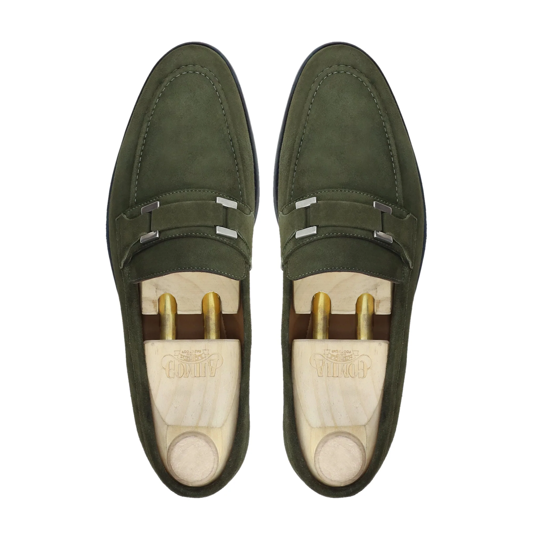 Larimar - Men's Olive Green Kid Suede Loafer - Image 3