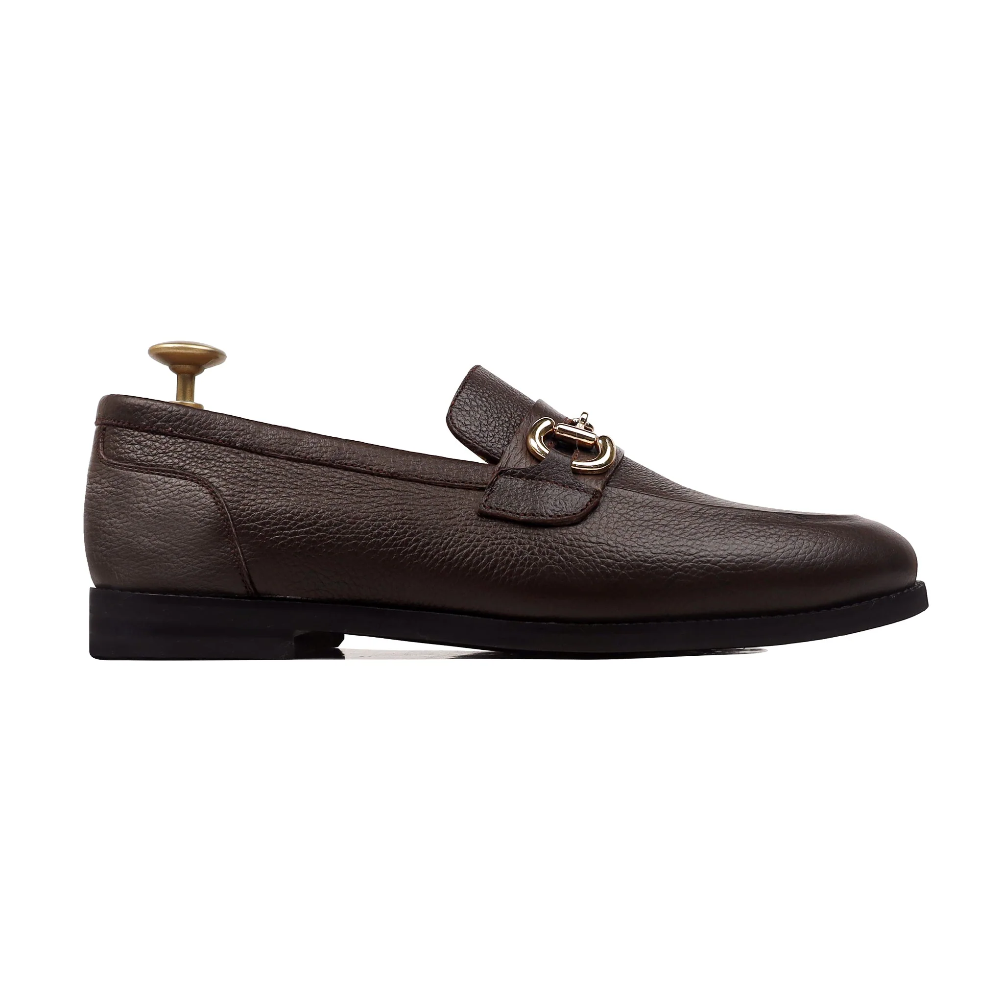 Leory - Men's Dark Brown Pebble Grain Leather Loafer - Image 2