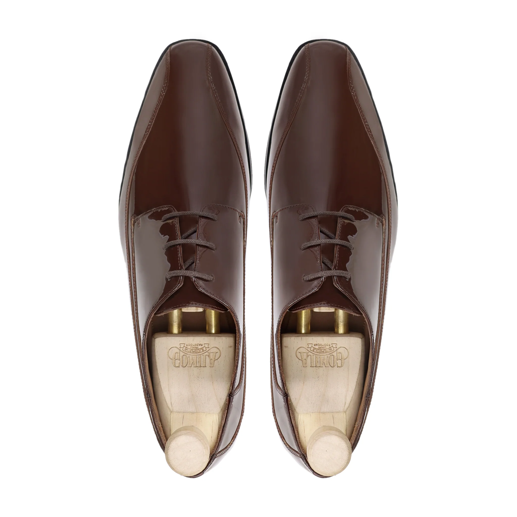 Liege - Men's Dark Brown Patent Derby Shoe - Image 3