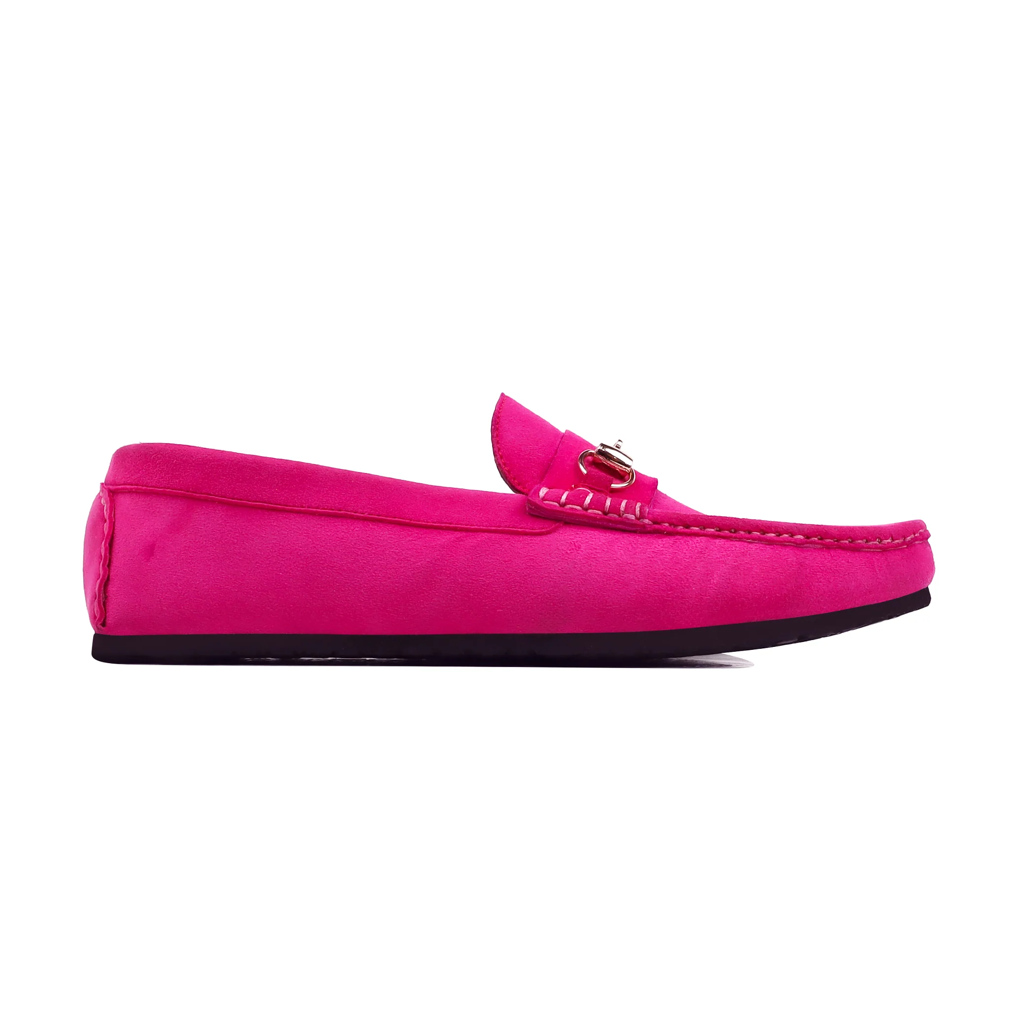 Lyla - Ladies Fuchsia Pink Suede Loafer - Image 2