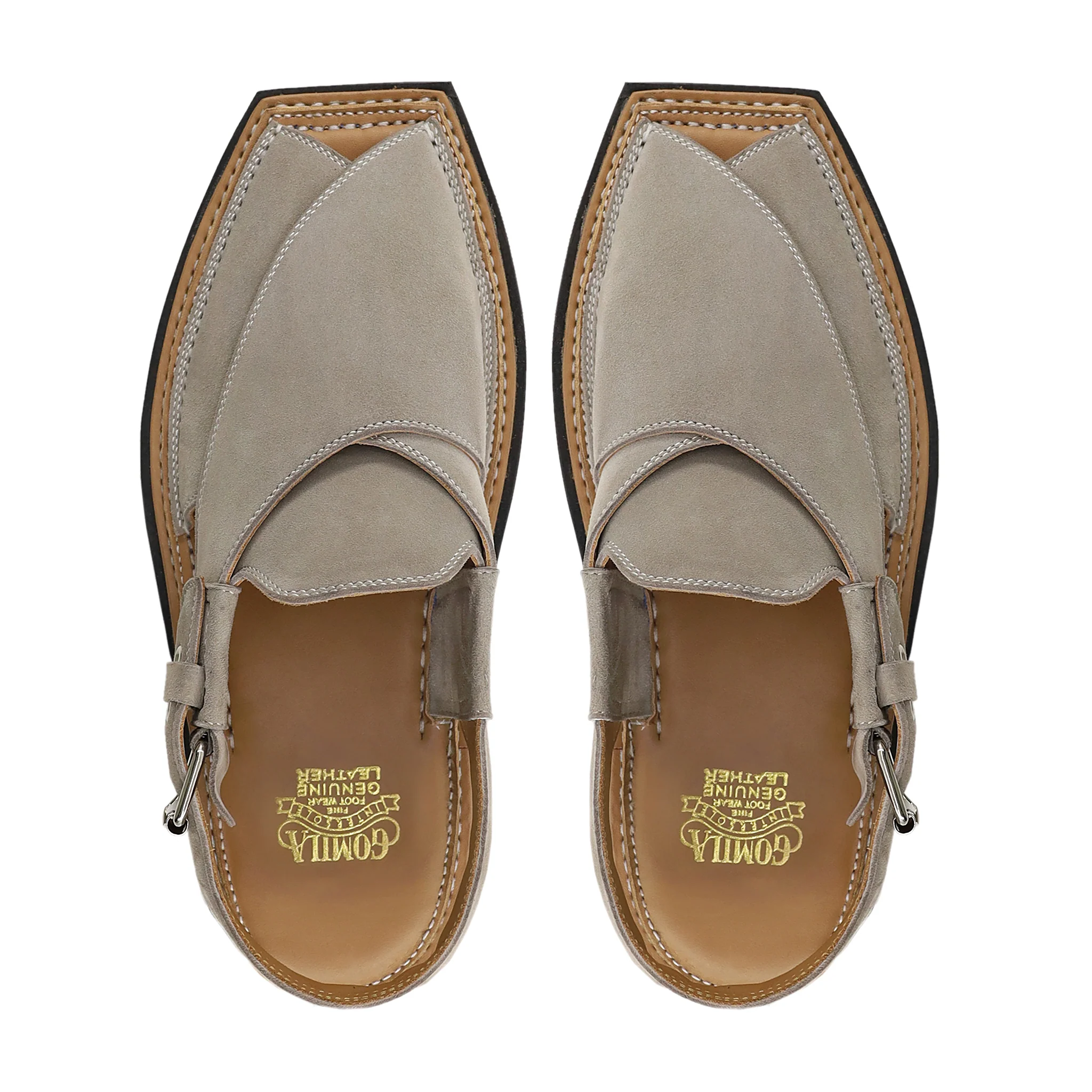 Maled - Men's Steel Grey Kid Suede Sandal - Image 3
